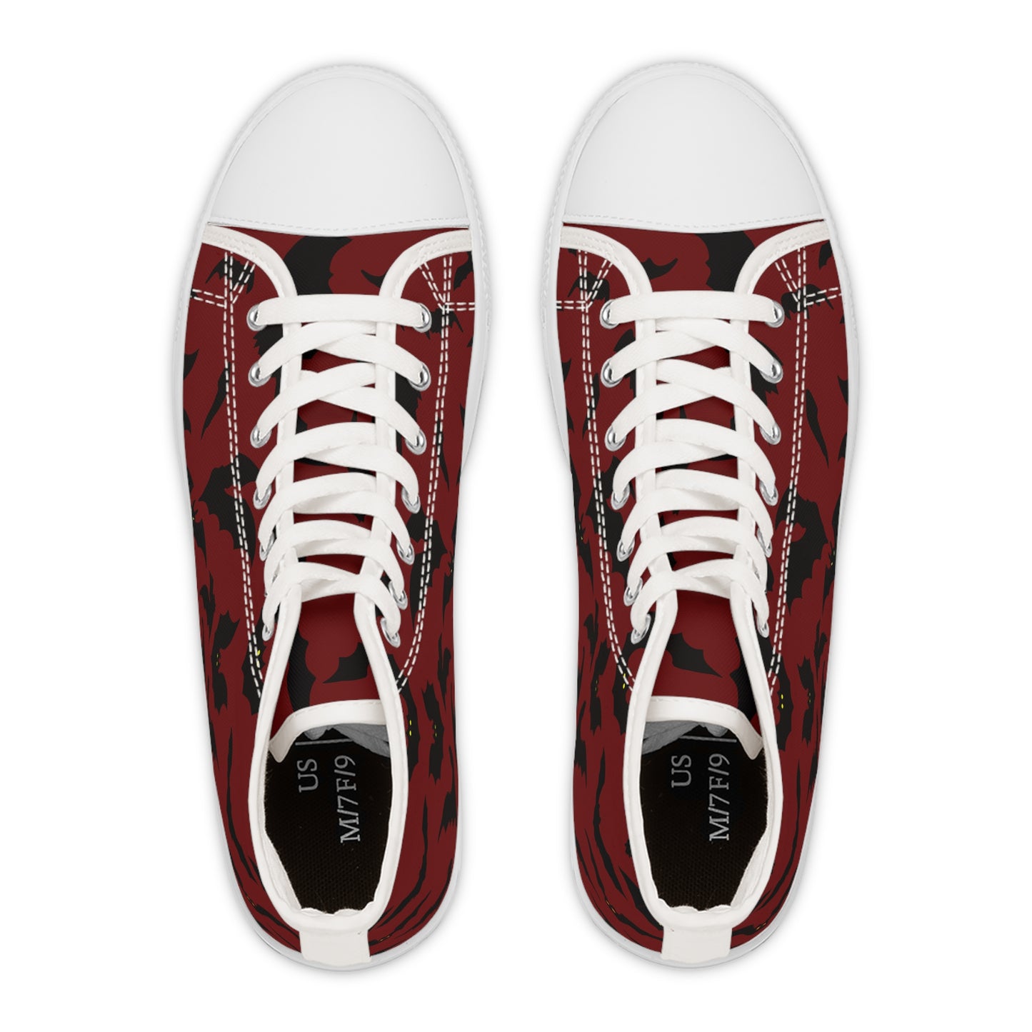 Women's Bat Sneakers RED, Halloween Goth Shoes, High Top Sneaker, Cute Womens Shoes, Animal Print Sneaks