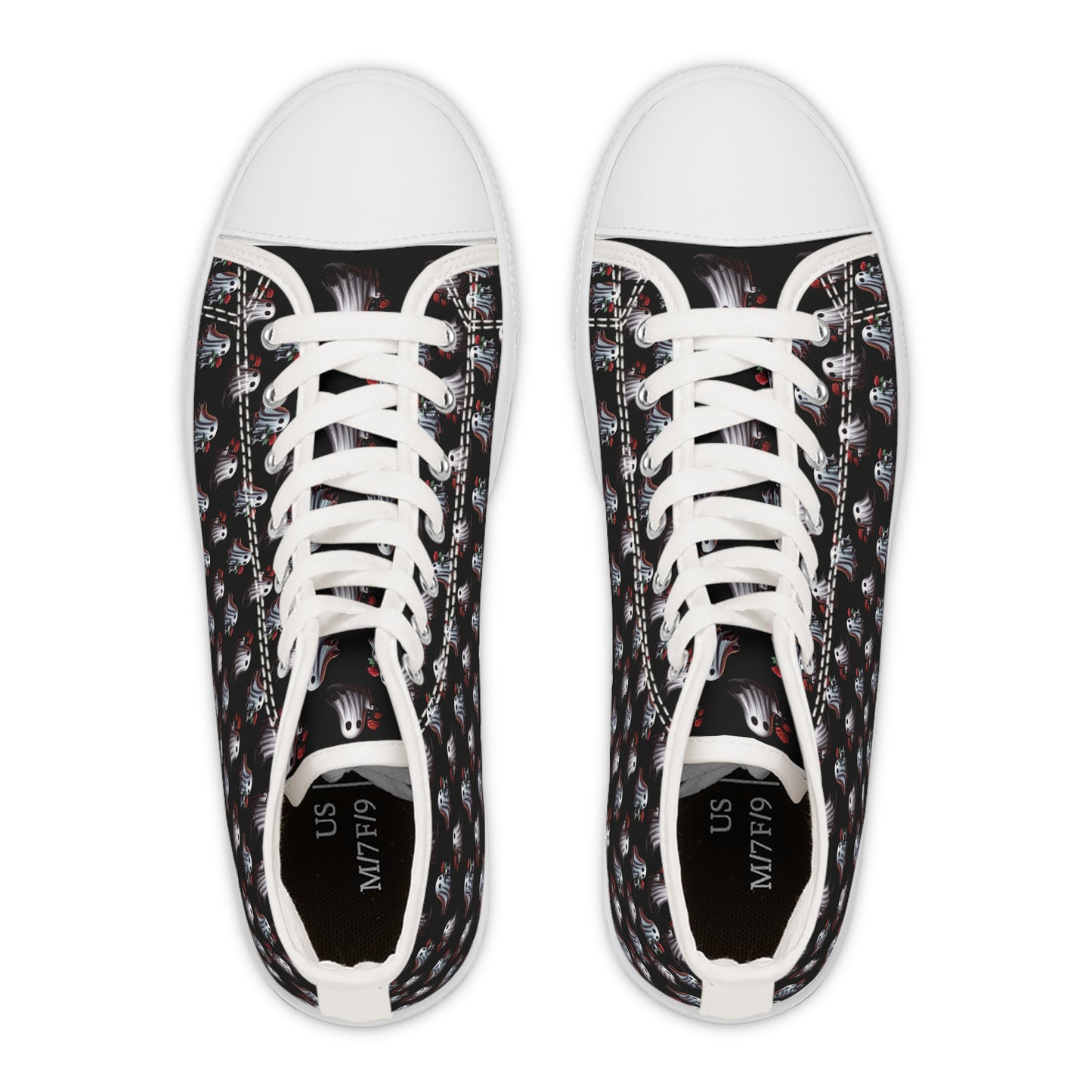 Ghost Friends High Tops, Spooky Romantic Sneakers, Women's Halloween Shoes, Cute Gothic Footwear, Haunted Love Sneakers