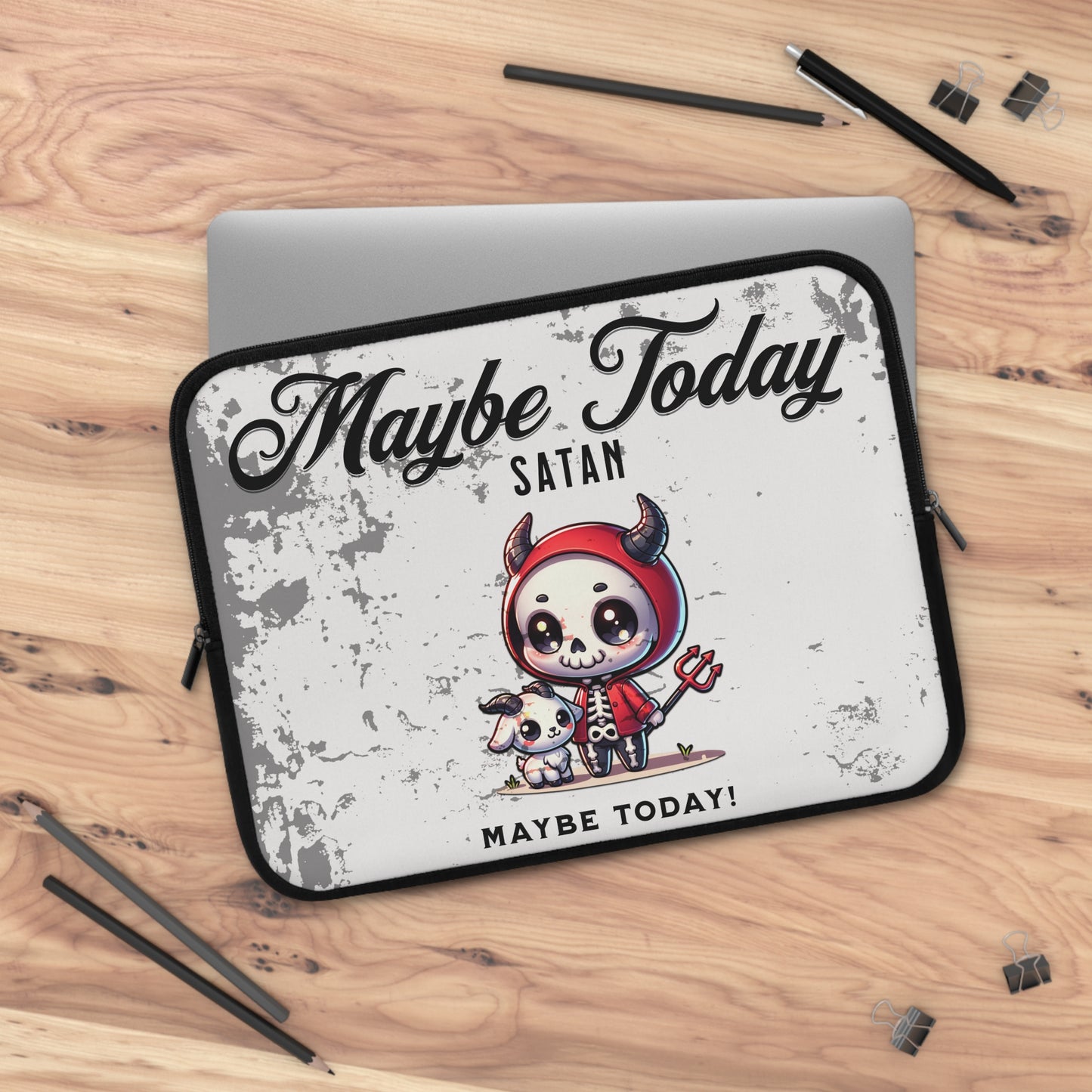 Maybe Today Satan Laptop Sleeve, Funny Devil Print Bag, Cute Computer Case, Snarky Work Accessories, Sarcastic College Student Gift