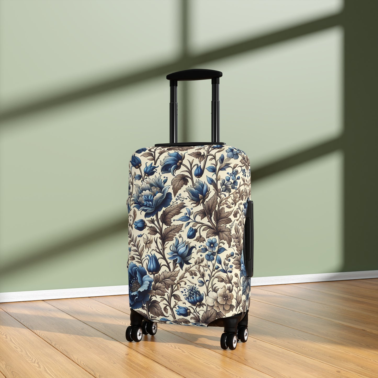 Luggage Cover, Blue and White Floral Design, Suitcase Protector, Travel Accessory, Luggage Sleeve, Floral Print, Gift for Traveler
