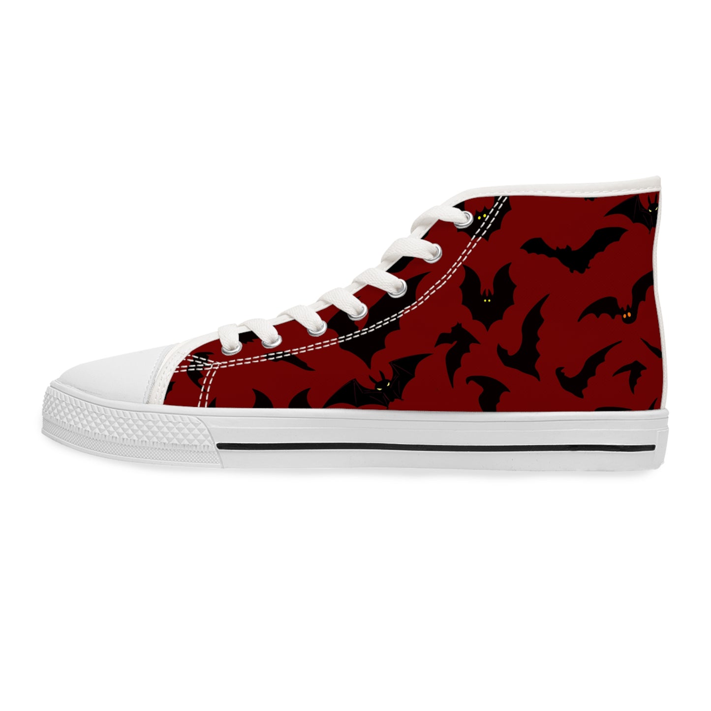 Women's Bat Sneakers RED, Halloween Goth Shoes, High Top Sneaker, Cute Womens Shoes, Animal Print Sneaks