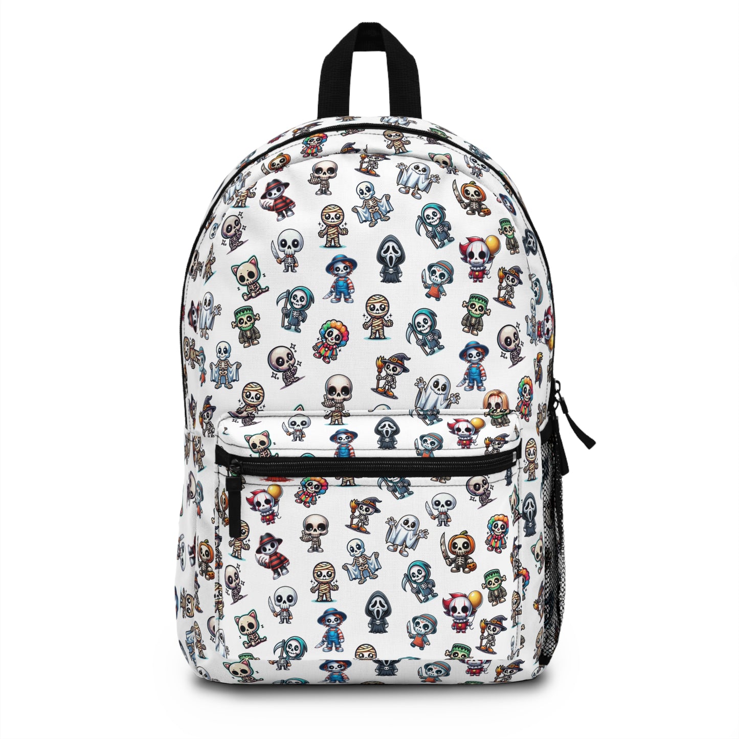 Cute Creepy Skeleton Little Skeleton Friends Dressed as Slashers and other fun Halloween costumes, Backpack, Purse, Bag, Travel Bag