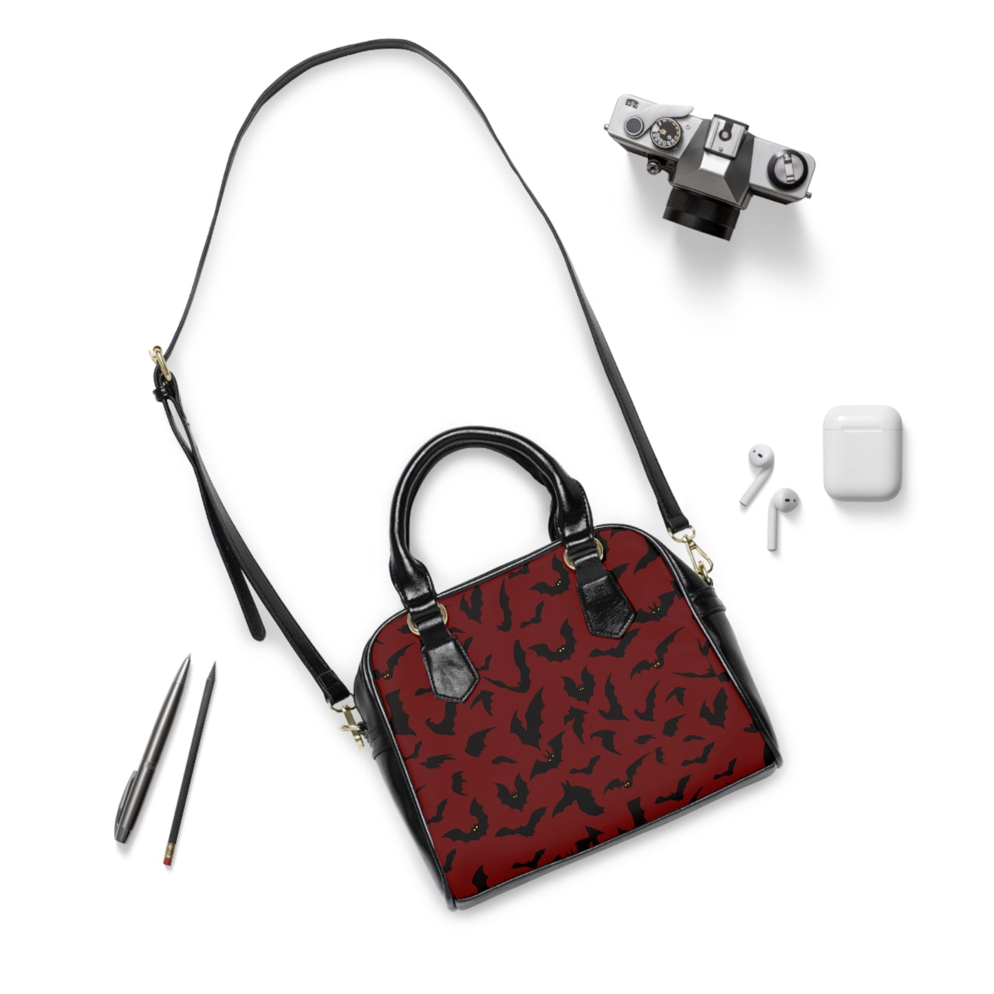 Shoulder Handbag, Gothic Bat Bag, Halloween Purse, Dark Style Crossbody, Spooky Goth Tote, Alternative Handbag