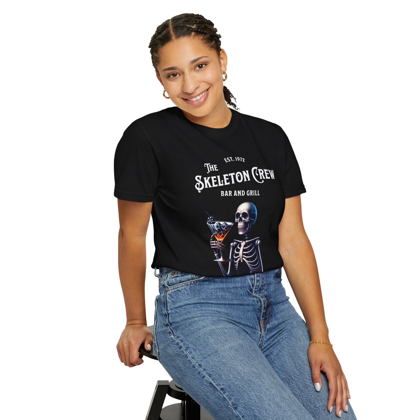 Skeleton Crew Unisex Garment-Dyed T-shirt, Funny, Dark Humor Tee, Trendy Graphic Top
