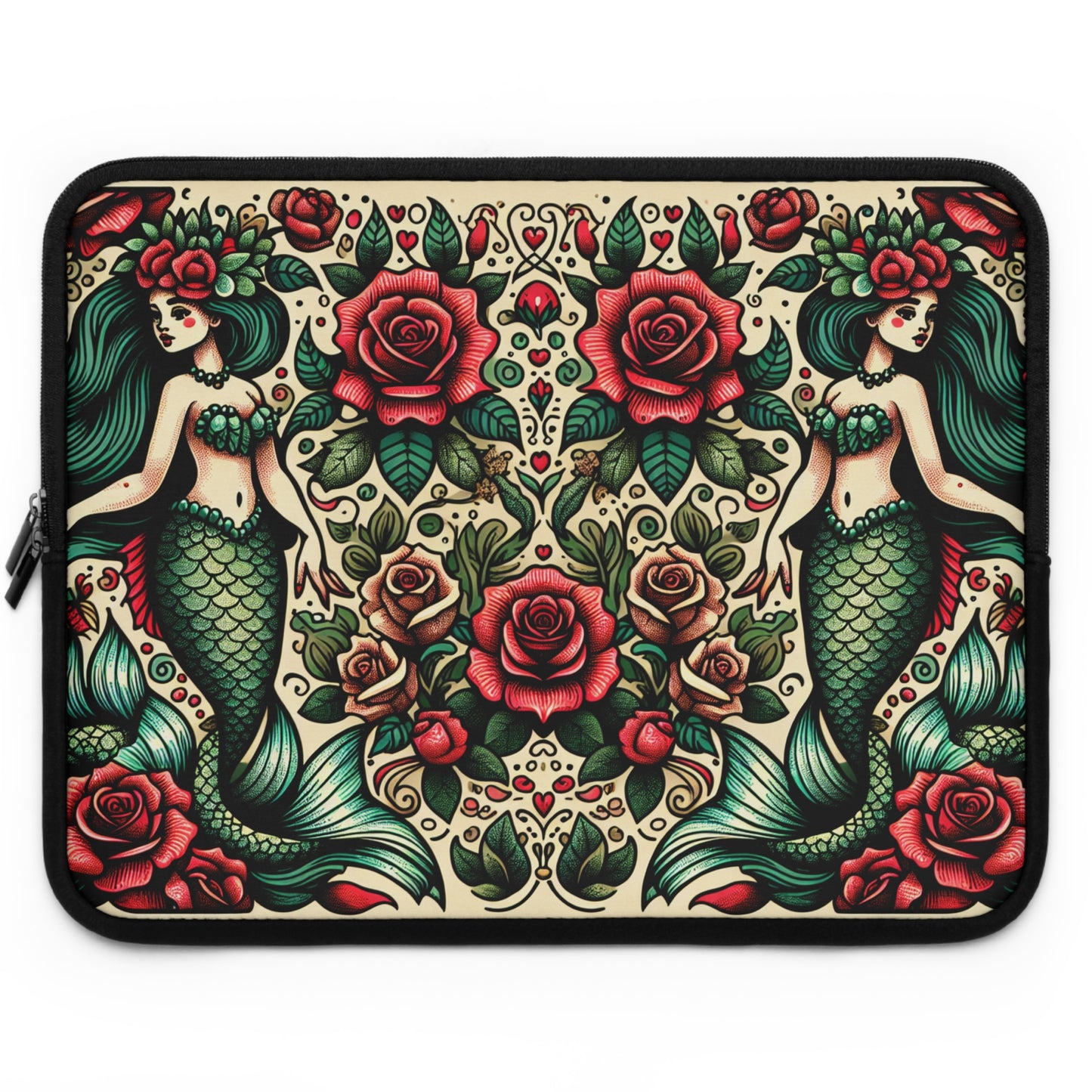 Mermaid Laptop Sleeve, Ocean Design Tech Case, Floral Computer Bag, Sea Lover Gift, Nautical Tablet Cover, Underwater Theme Accessory