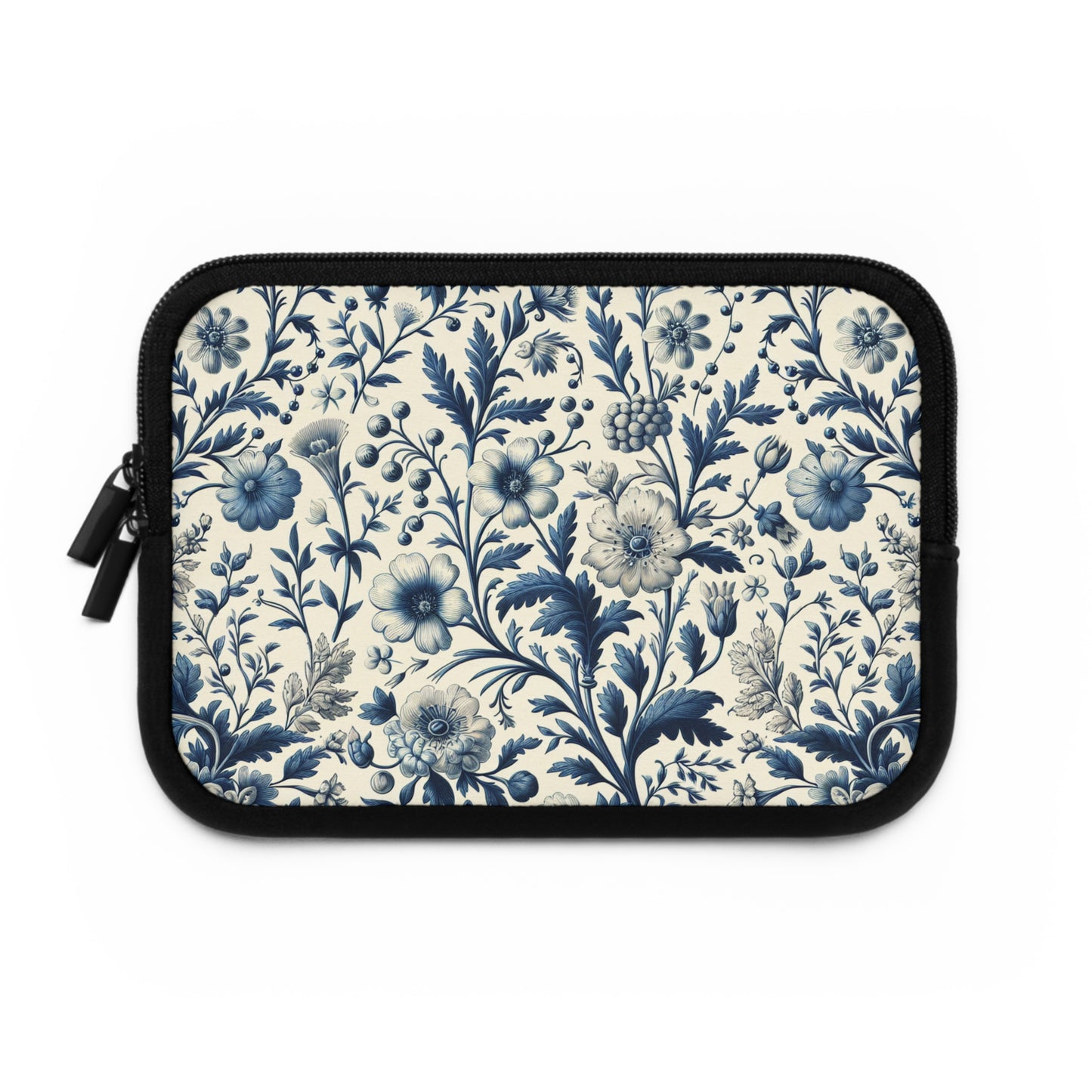 Laptop Sleeve - Blue and White Flowers, Floral Laptop Case, Botanical Computer Cover, Nature Inspired Tech Sleeve, Feminine Macbook Pro Bag