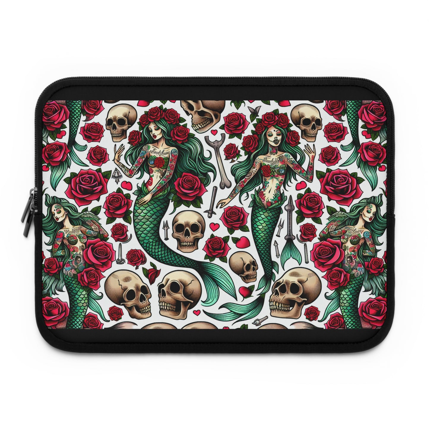 Mermaid Laptop Sleeve, Ocean Design Tech Case, Floral Computer Bag, Sea Lover Gift, Nautical Tablet Cover, Underwater Theme Accessory
