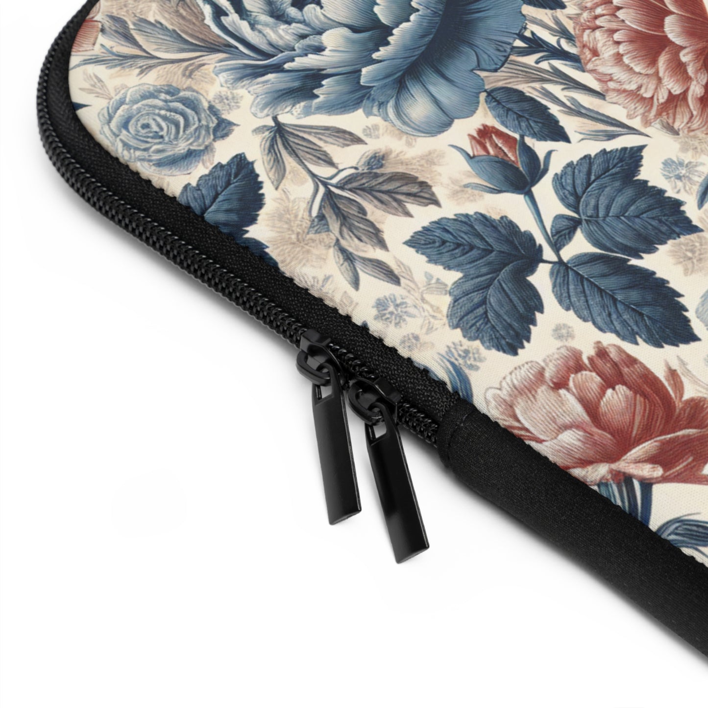 Laptop Sleeve - Blue Peony and Pink Flowers, Floral Laptop Case, Flower Print Computer Cover, Botanical Tablet Sleeve, Nature Design Tech