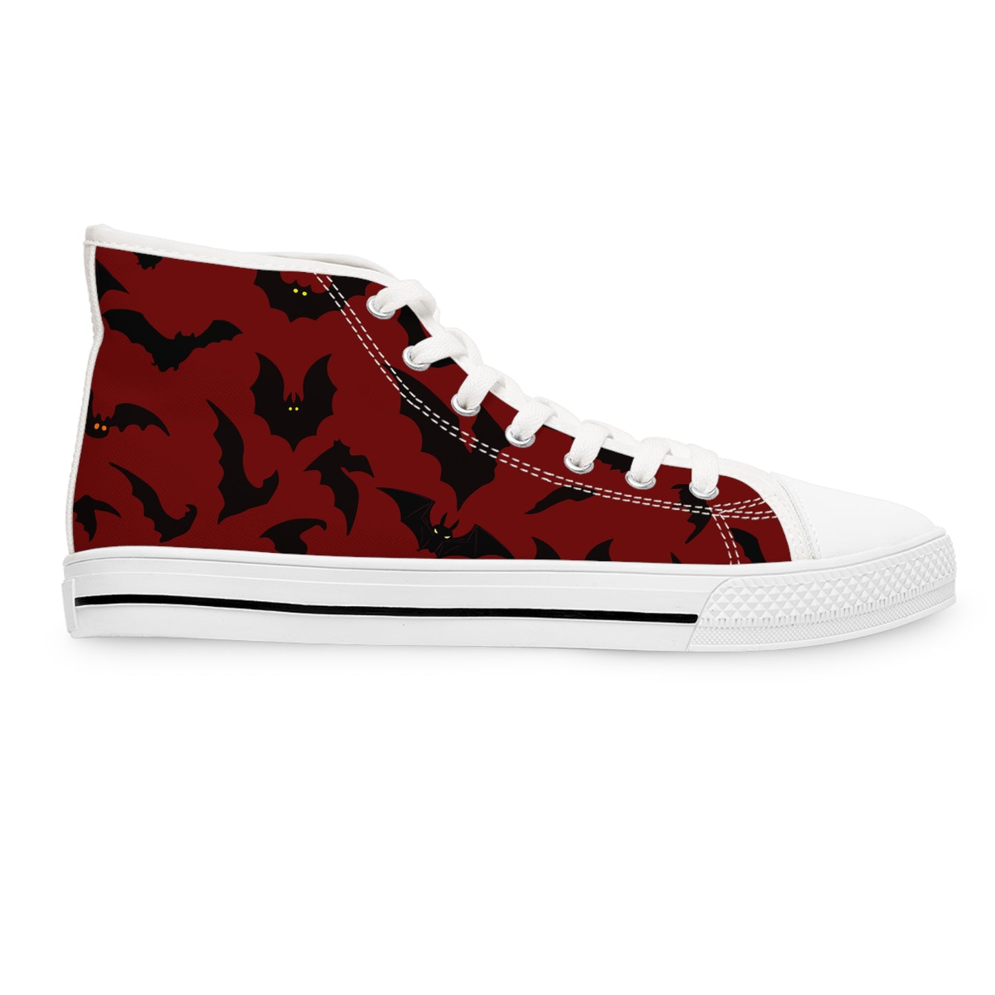 Women's Bat Sneakers RED, Halloween Goth Shoes, High Top Sneaker, Cute Womens Shoes, Animal Print Sneaks