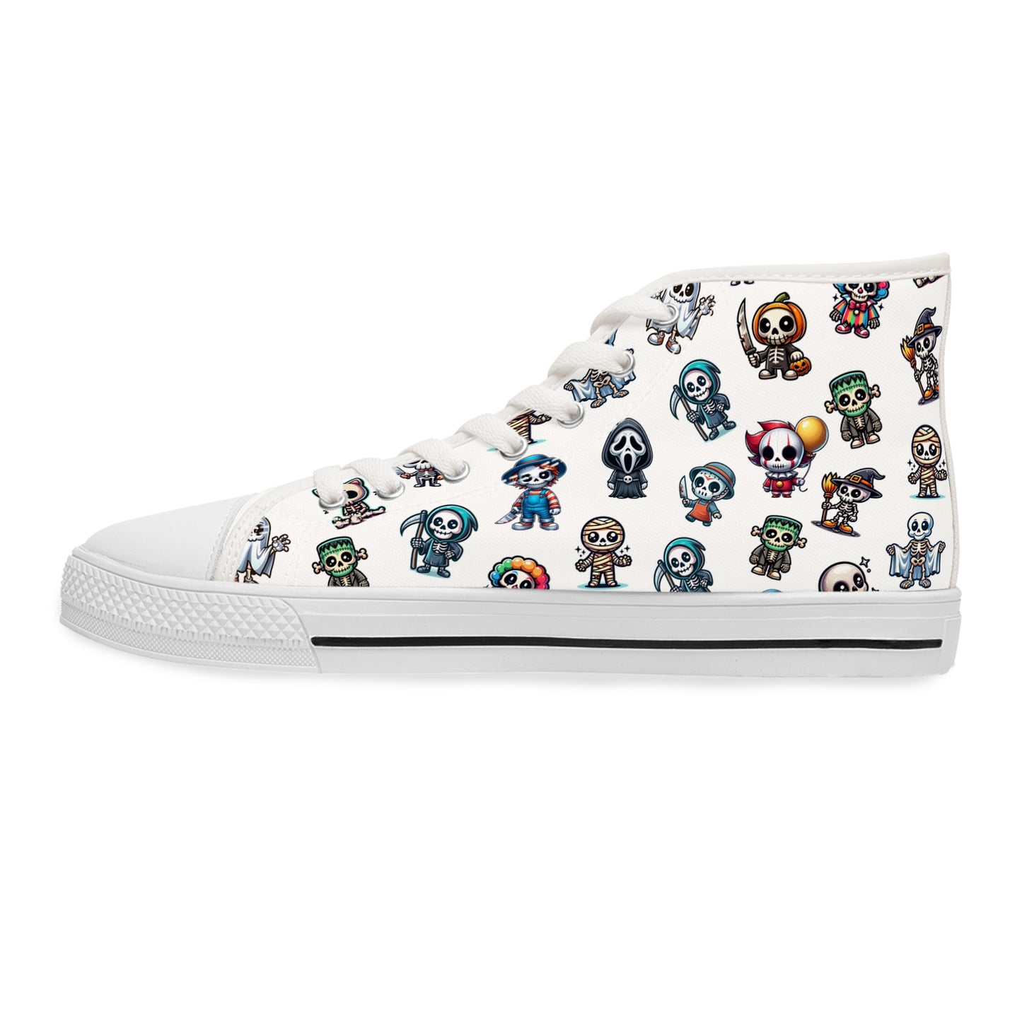 Halloween Sneakers, Skeleton Friends Dressed as Creepy Creepers and Slashers, Spooky Footwear, Trick or Treat Shoes, Creepy Costume Runners
