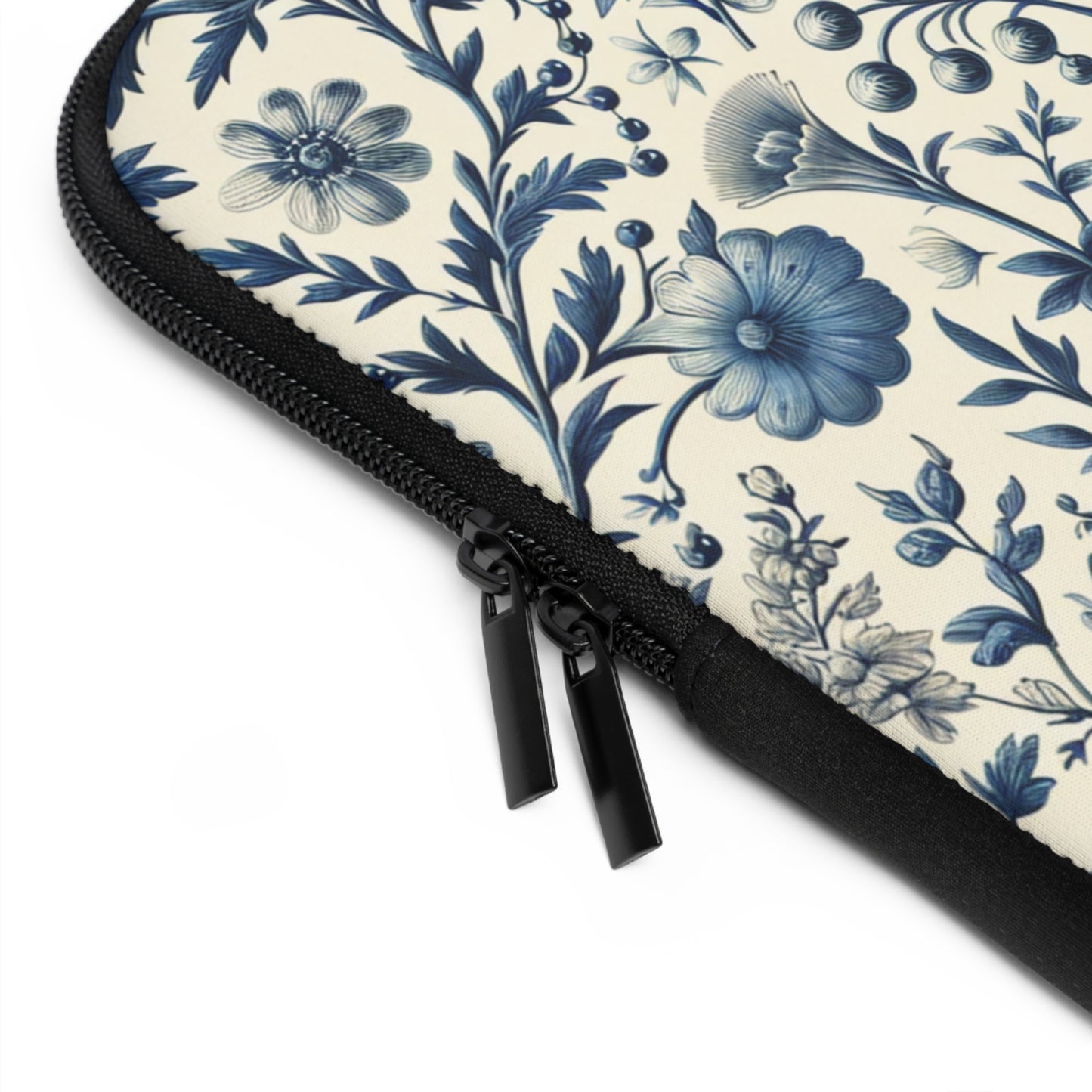 Laptop Sleeve - Blue and White Flowers, Floral Laptop Case, Botanical Computer Cover, Nature Inspired Tech Sleeve, Feminine Macbook Pro Bag