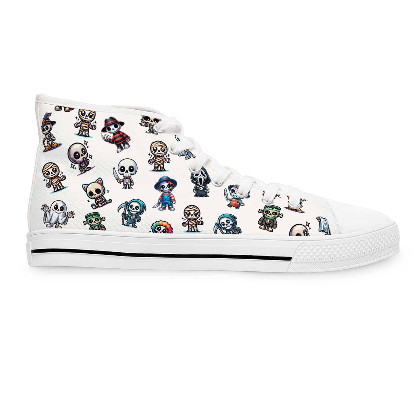 Halloween Sneakers, Skeleton Friends Dressed as Creepy Creepers and Slashers, Spooky Footwear, Trick or Treat Shoes, Creepy Costume Runners