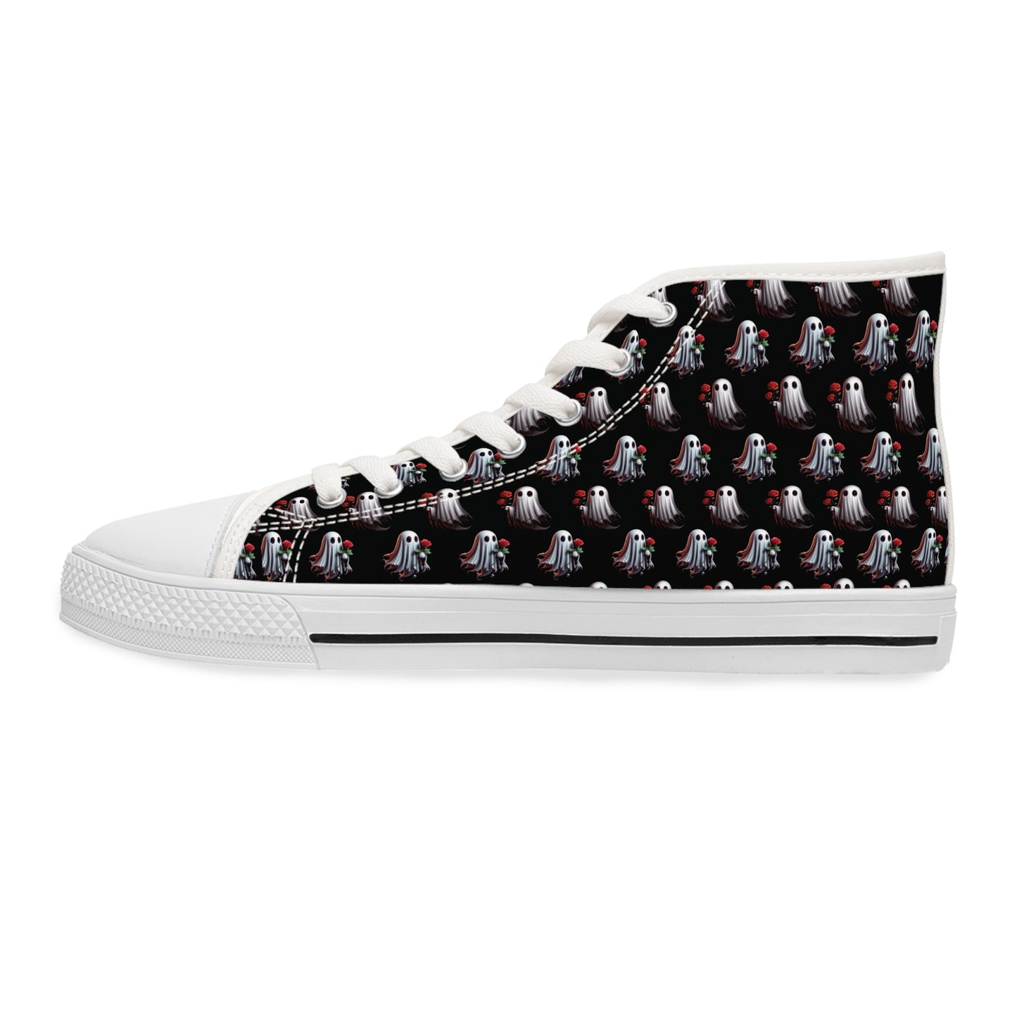 Ghost Friends High Tops, Spooky Romantic Sneakers, Women's Halloween Shoes, Cute Gothic Footwear, Haunted Love Sneakers