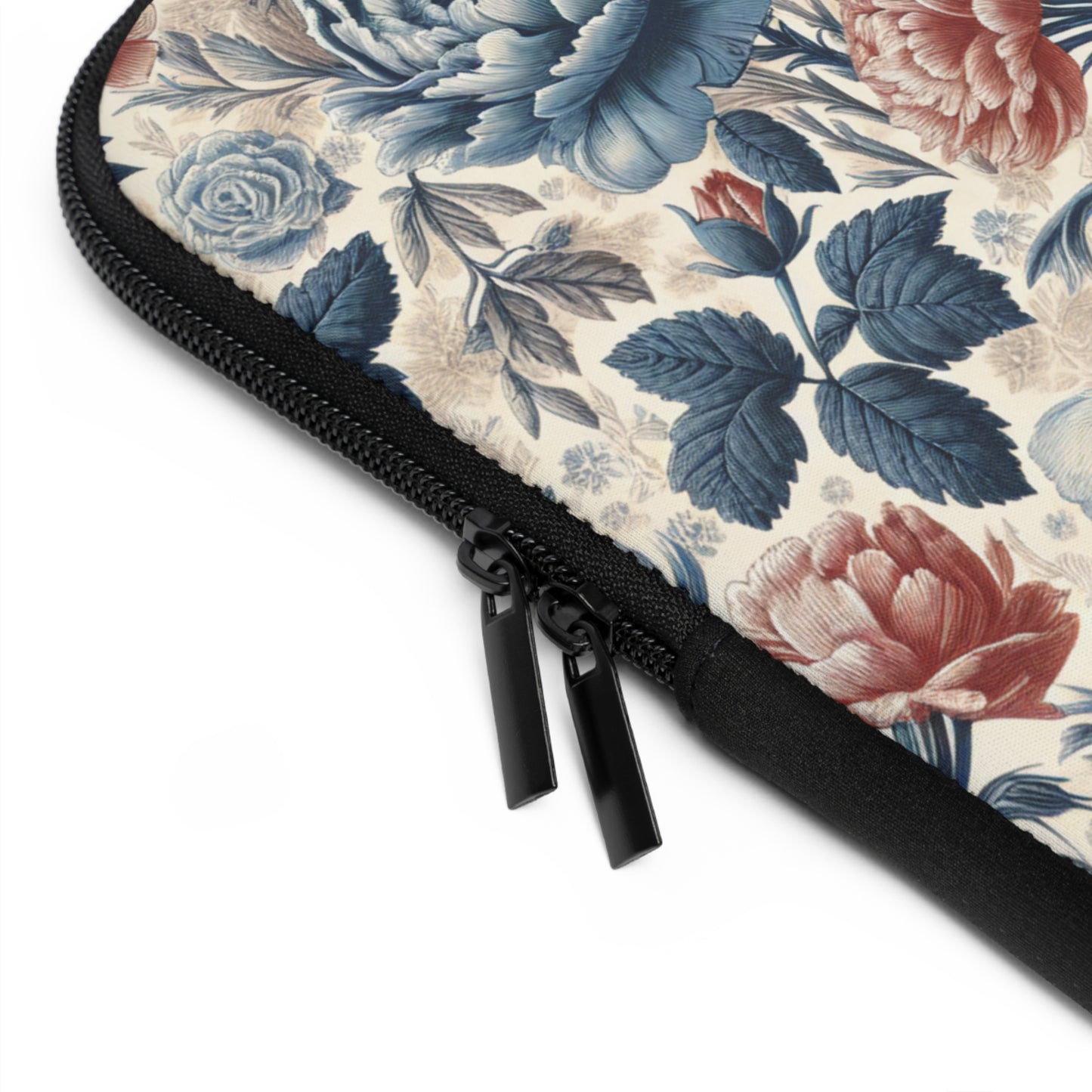 Laptop Sleeve - Blue Peony and Pink Flowers, Floral Laptop Case, Flower Print Computer Cover, Botanical Tablet Sleeve, Nature Design Tech