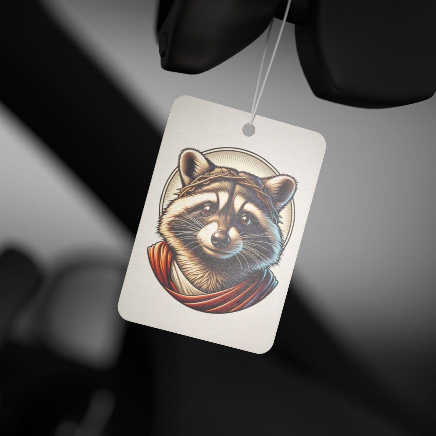 Car Air Freshener - Raccoon Jesus Blessing Design