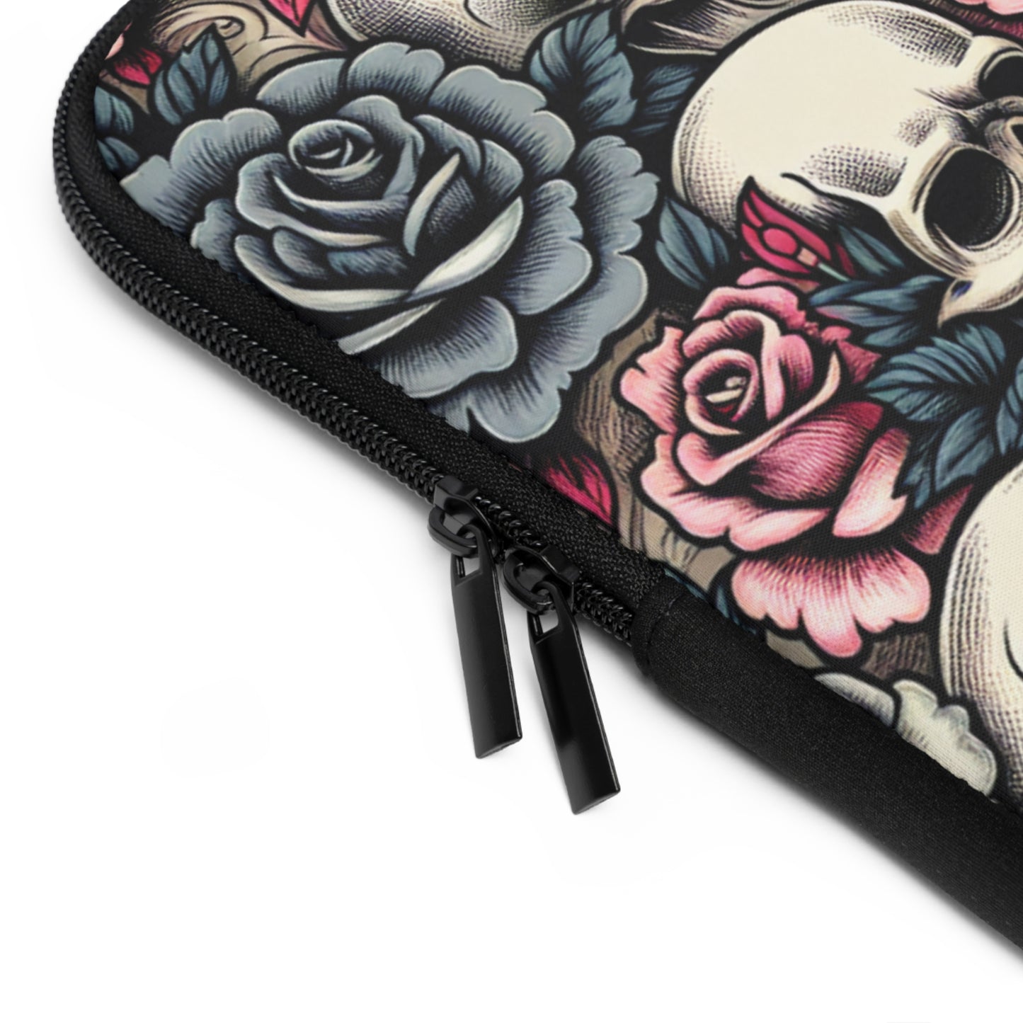 Edgy Skull & Rose Laptop Sleeve – Stylish Protection for Your Tech