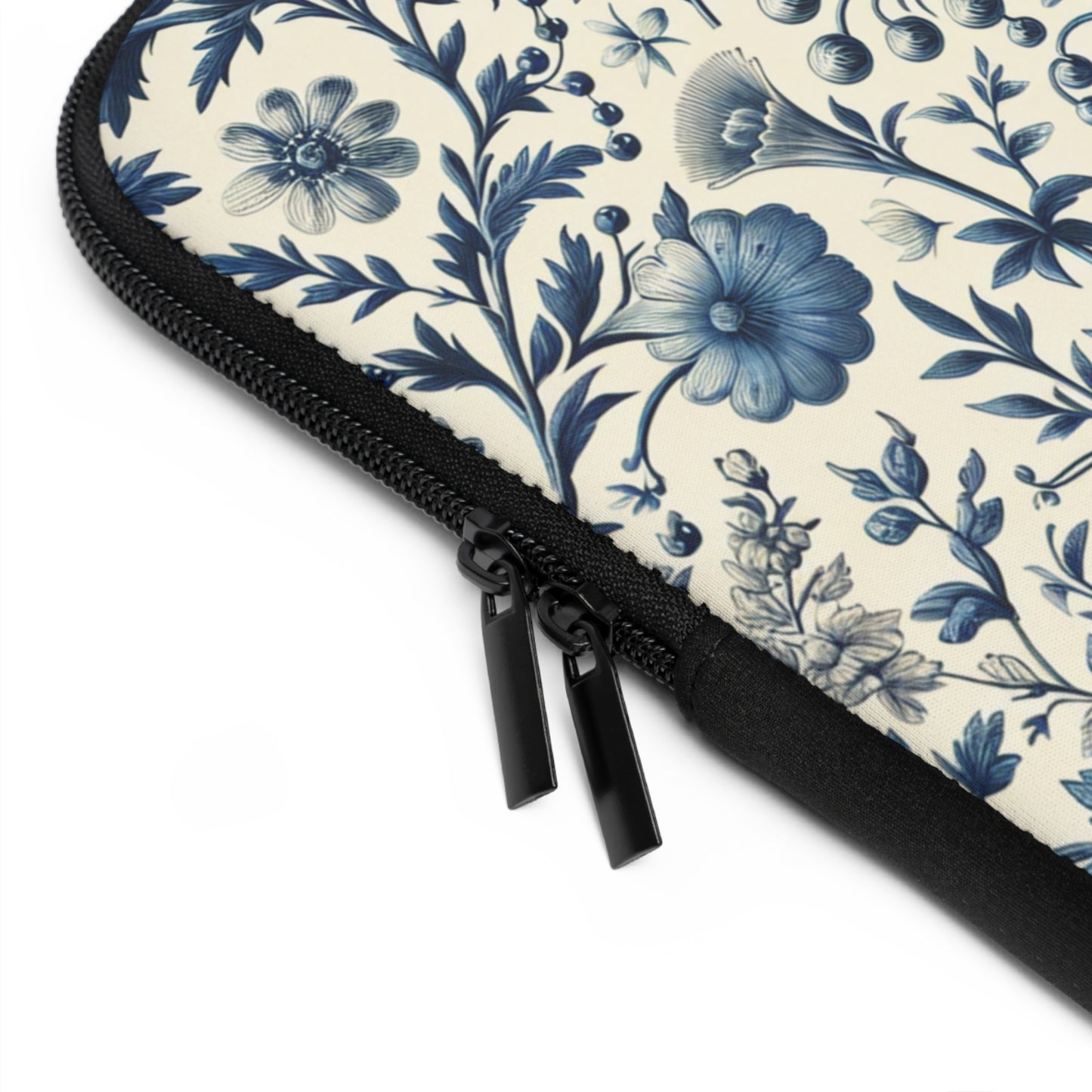 Laptop Sleeve - Blue and White Flowers, Floral Laptop Case, Botanical Computer Cover, Nature Inspired Tech Sleeve, Feminine Macbook Pro Bag