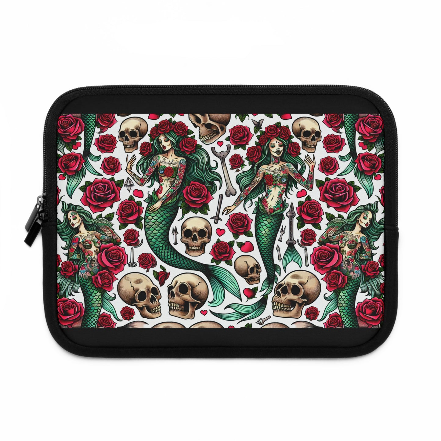 Mermaid Laptop Sleeve, Ocean Design Tech Case, Floral Computer Bag, Sea Lover Gift, Nautical Tablet Cover, Underwater Theme Accessory