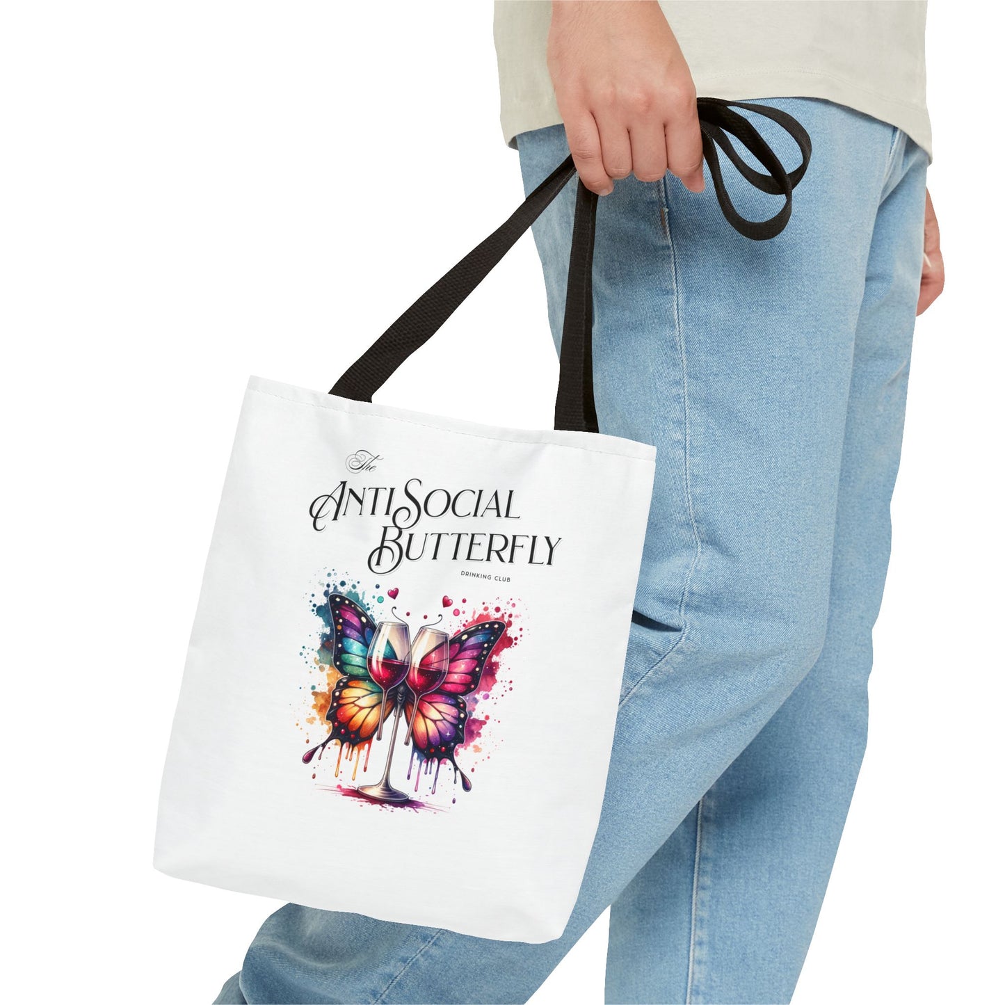 Funny Cute Antisocial Drinking Club Tote Bag - Unique Gift for Introverts, Funny Gift for Friends, Reusable Market Bag, Grocery Tote,