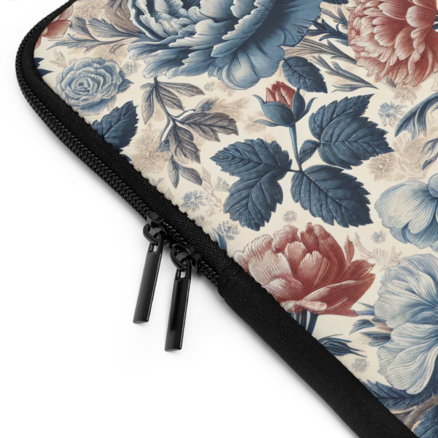 Laptop Sleeve - Blue Peony and Pink Flowers, Floral Laptop Case, Flower Print Computer Cover, Botanical Tablet Sleeve, Nature Design Tech