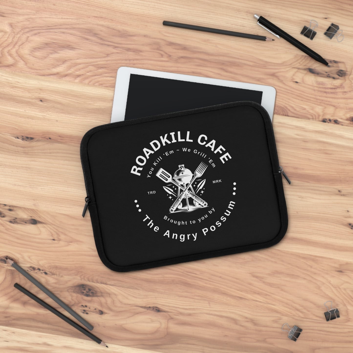 Laptop Sleeve, Roadkill Cafe Angry Possum Design, Funny Tech Accessory, Laptop Case, Computer Cover, Tablet Sleeve, Geeky Gift