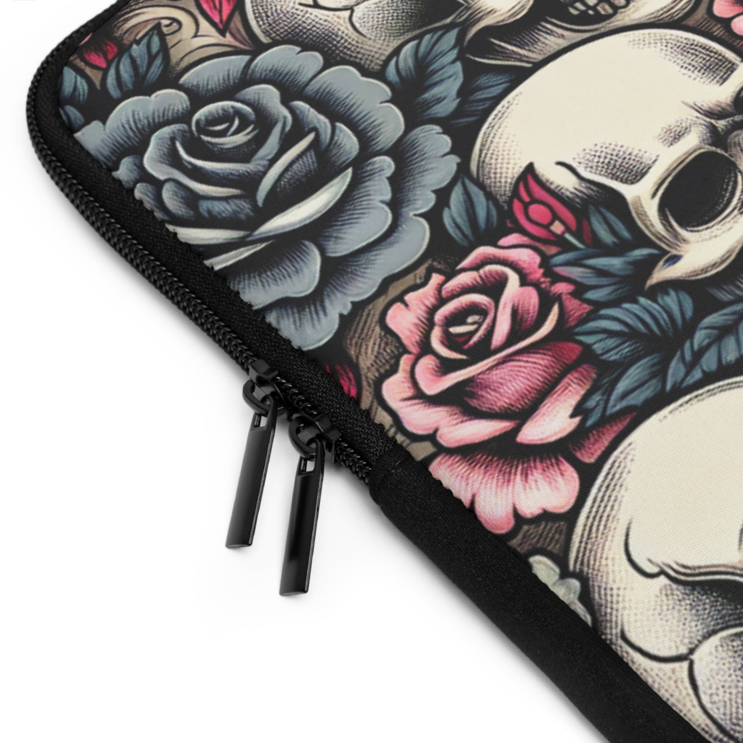 Edgy Skull & Rose Laptop Sleeve – Stylish Protection for Your Tech