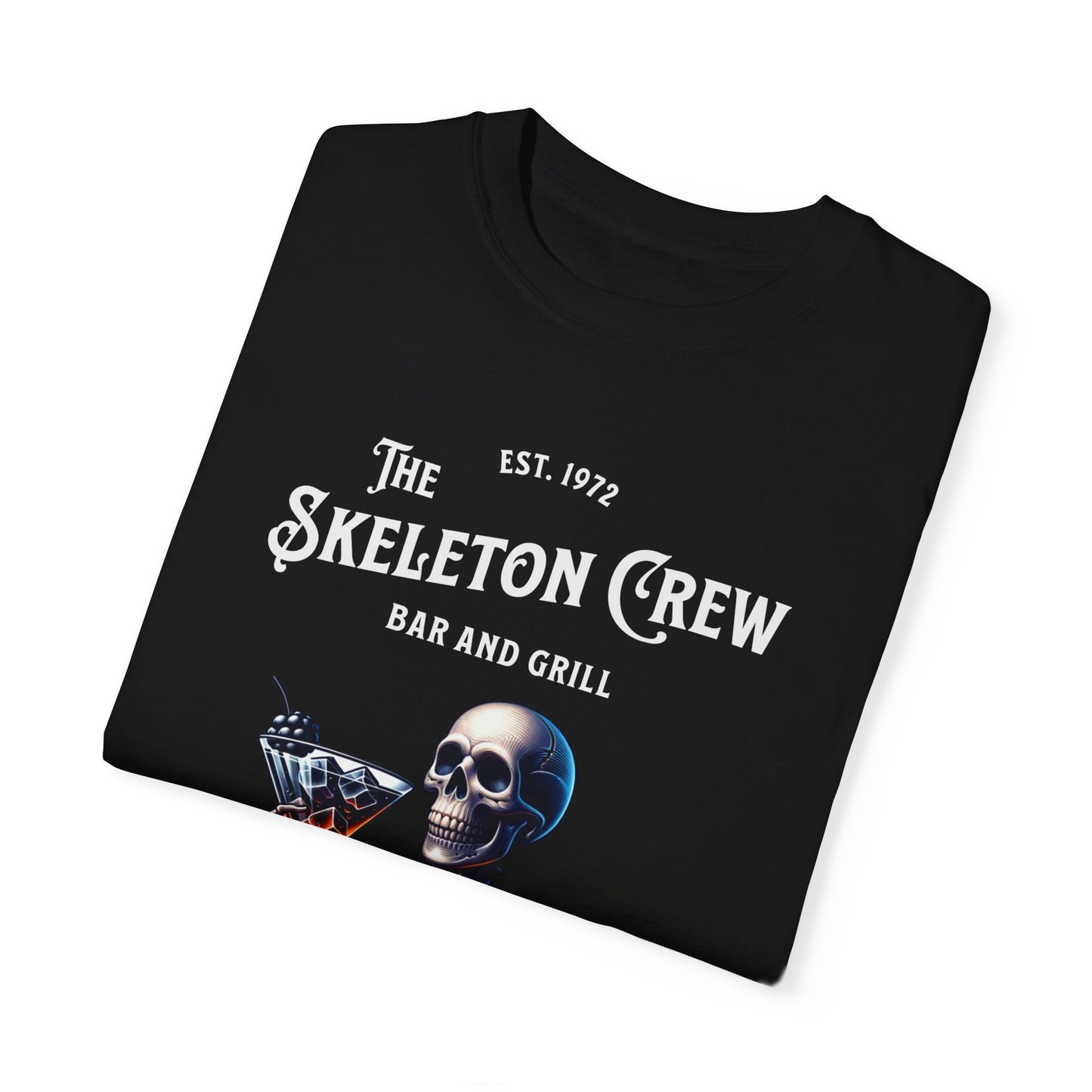 Skeleton Crew Unisex Garment-Dyed T-shirt, Funny, Dark Humor Tee, Trendy Graphic Top
