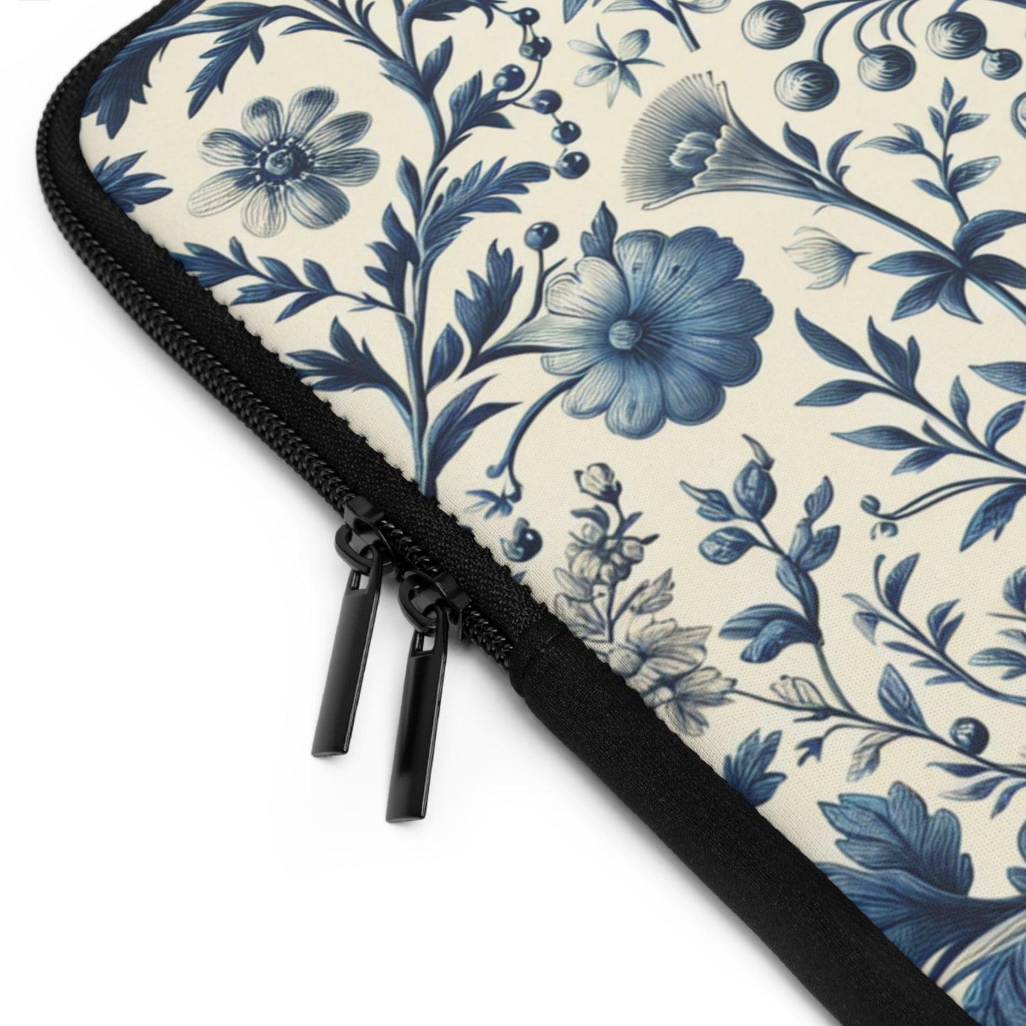 Laptop Sleeve - Blue and White Flowers, Floral Laptop Case, Botanical Computer Cover, Nature Inspired Tech Sleeve, Feminine Macbook Pro Bag