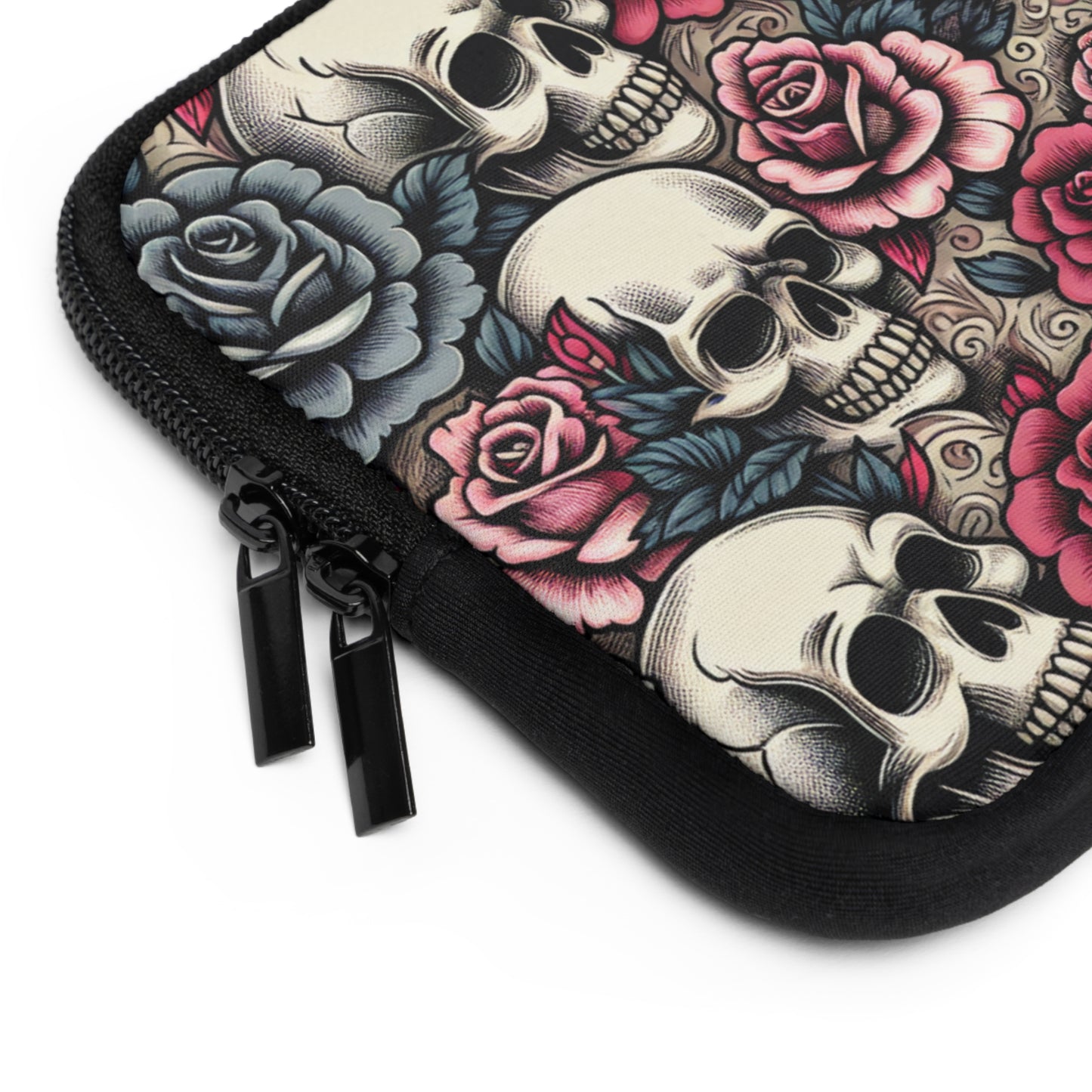 Edgy Skull & Rose Laptop Sleeve – Stylish Protection for Your Tech