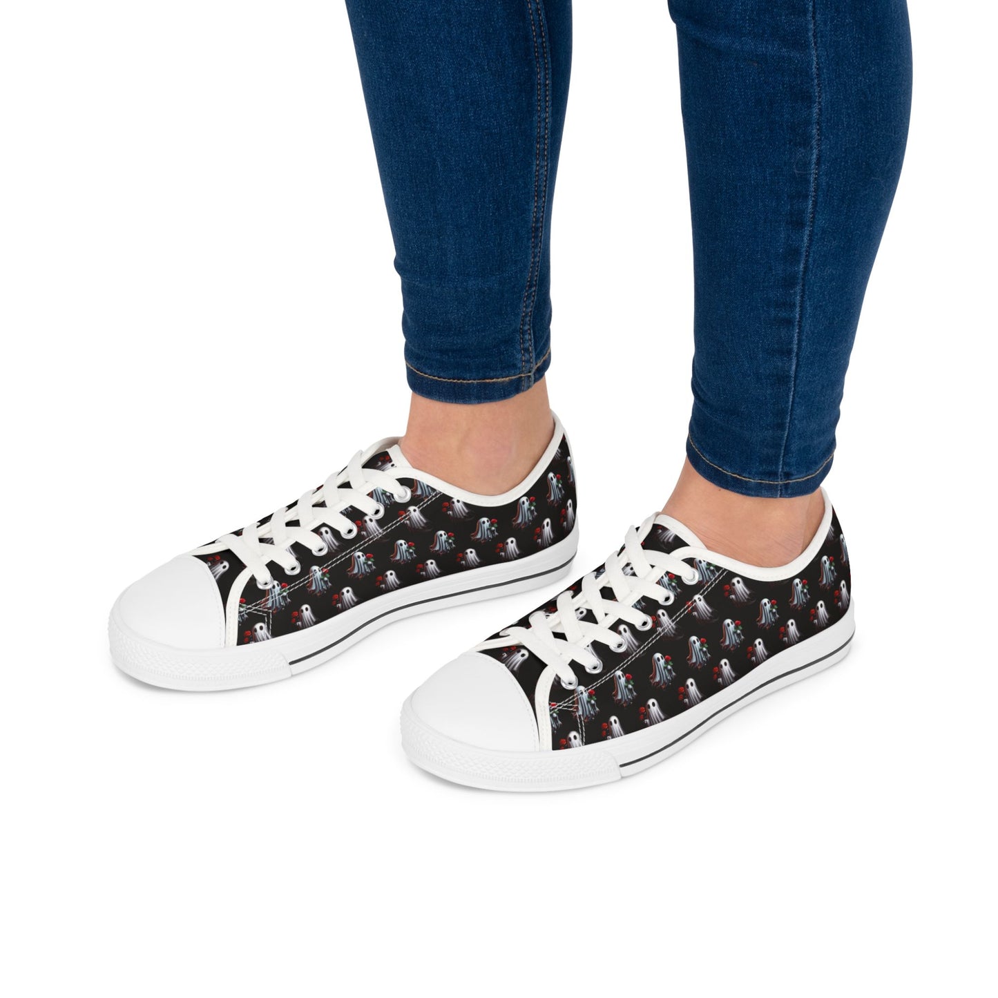 Ghost Friends High Tops, Spooky Romantic Sneakers, Women's Halloween Shoes, Cute Gothic Footwear, Haunted Love Sneakers
