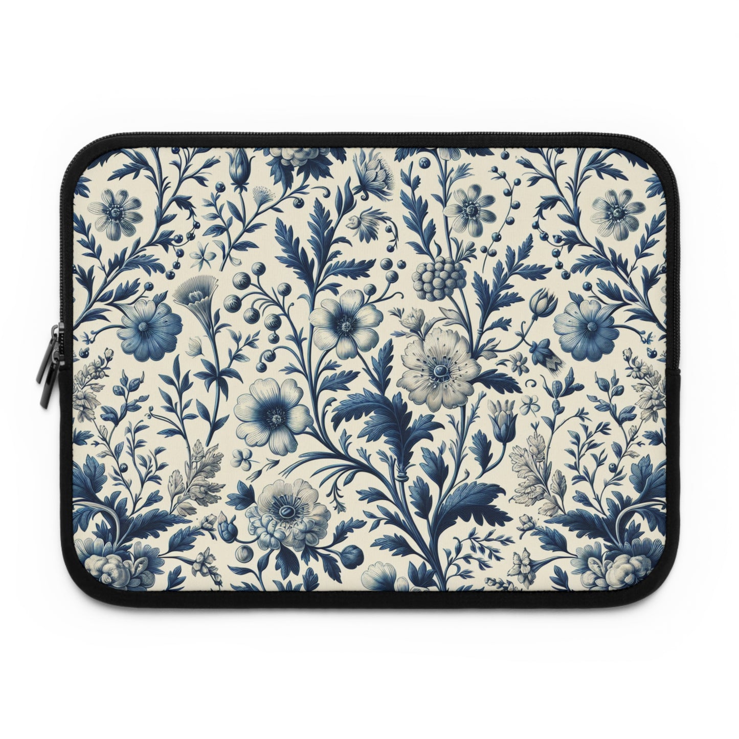 Laptop Sleeve - Blue and White Flowers, Floral Laptop Case, Botanical Computer Cover, Nature Inspired Tech Sleeve, Feminine Macbook Pro Bag