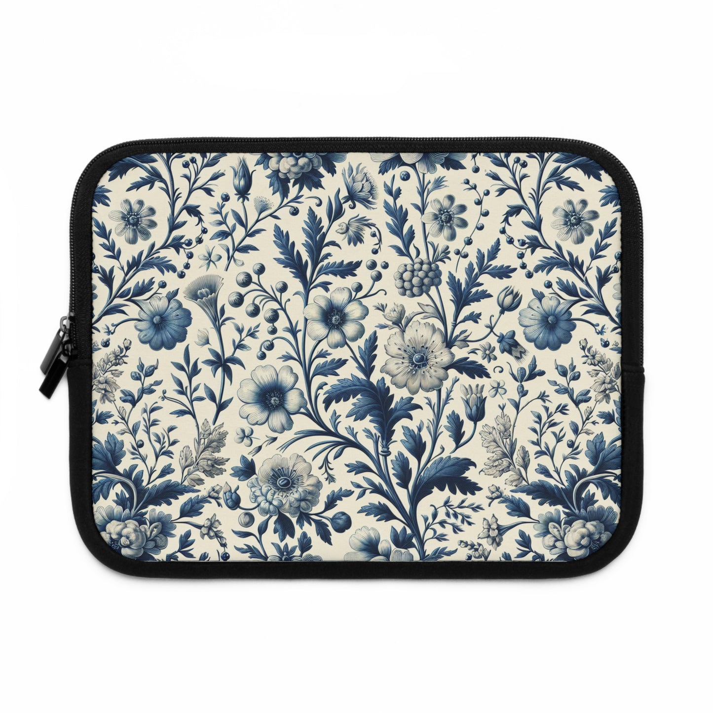Laptop Sleeve - Blue and White Flowers, Floral Laptop Case, Botanical Computer Cover, Nature Inspired Tech Sleeve, Feminine Macbook Pro Bag