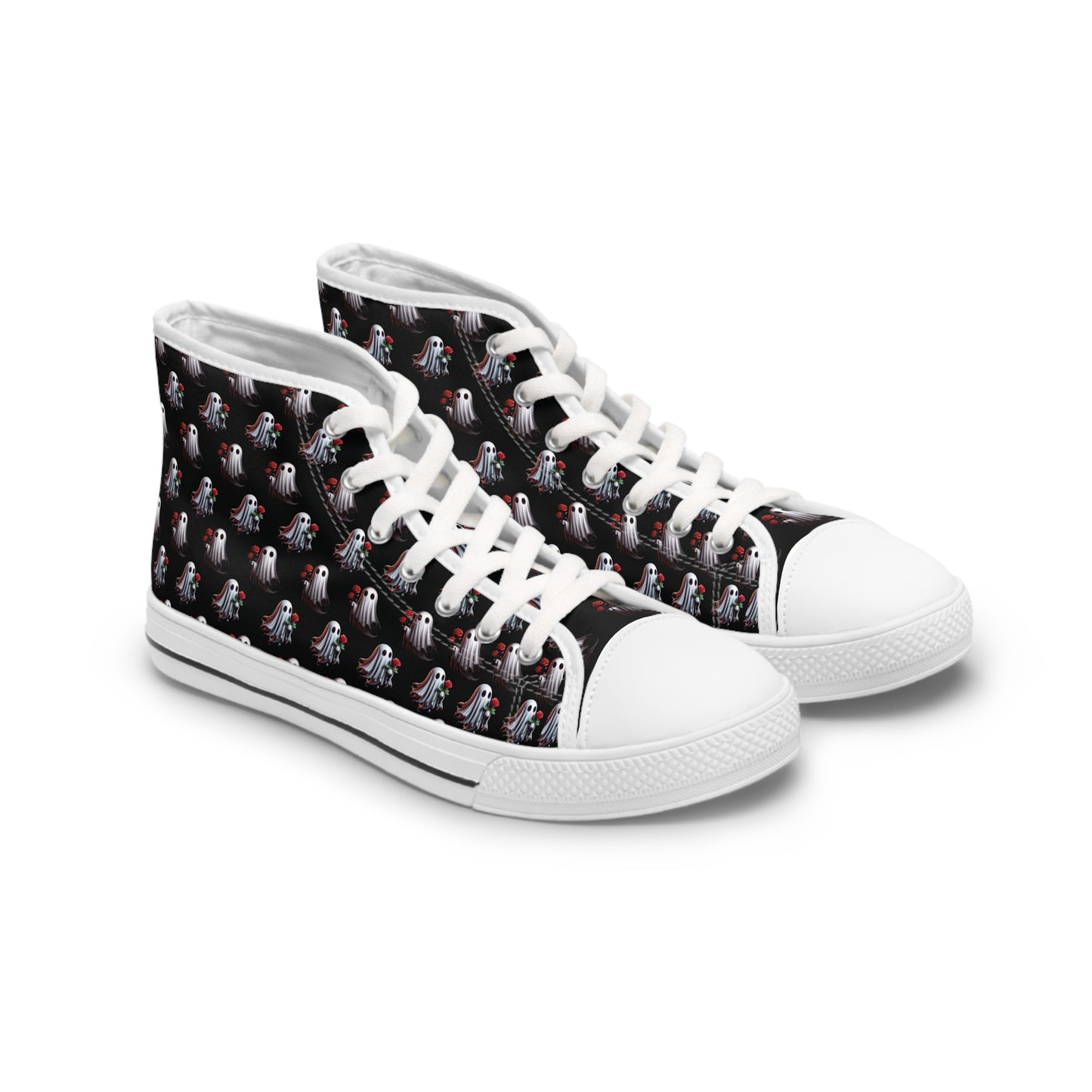 Ghost Friends High Tops, Spooky Romantic Sneakers, Women's Halloween Shoes, Cute Gothic Footwear, Haunted Love Sneakers