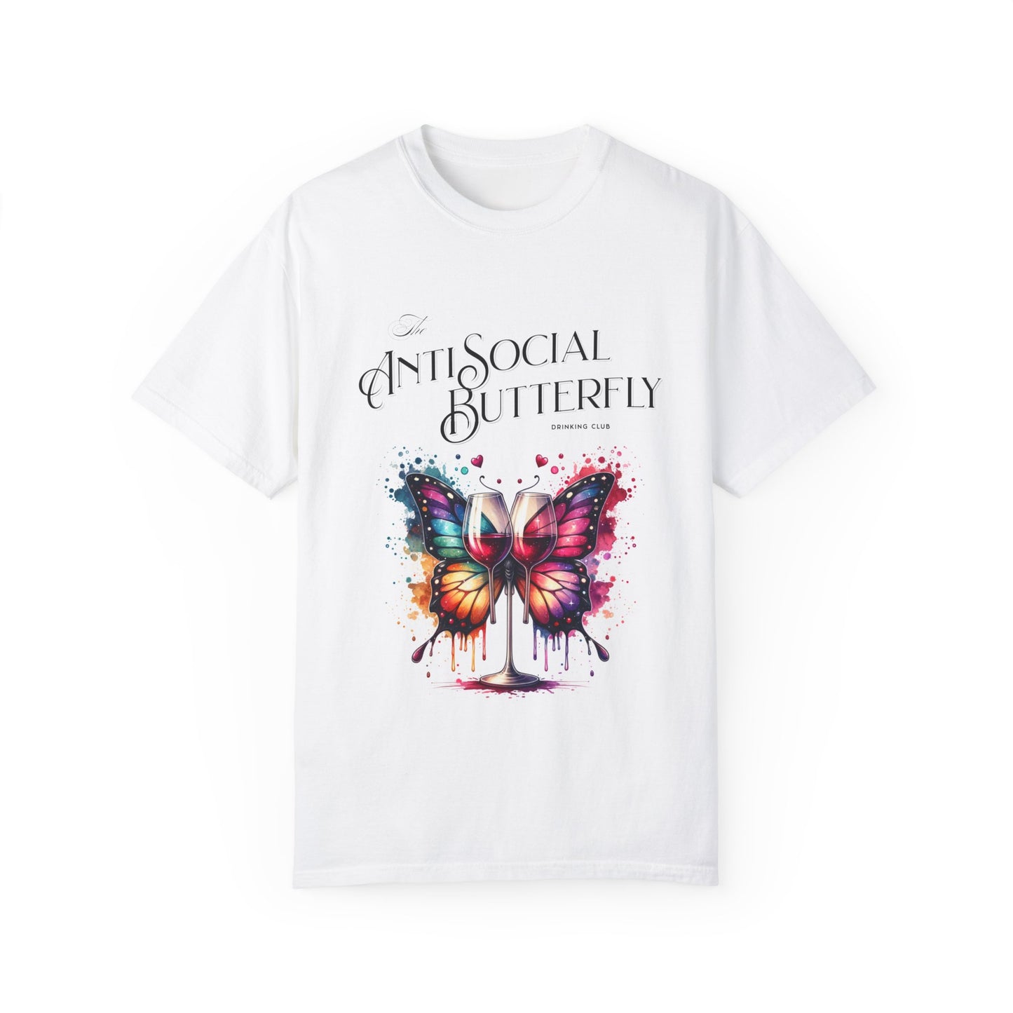 The AntiSocial Butterfly Drinking Club - Unisex Garment-Dyed T-shirt