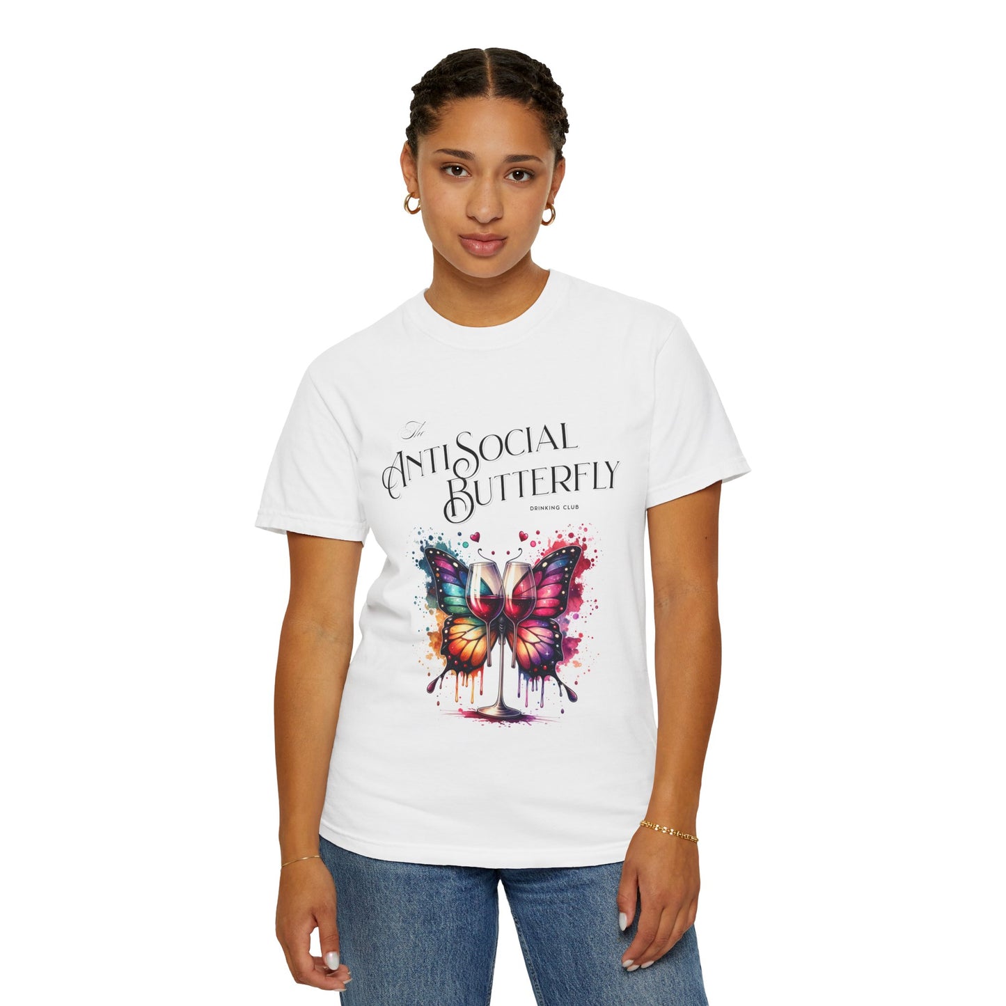 The AntiSocial Butterfly Drinking Club - Unisex Garment-Dyed T-shirt