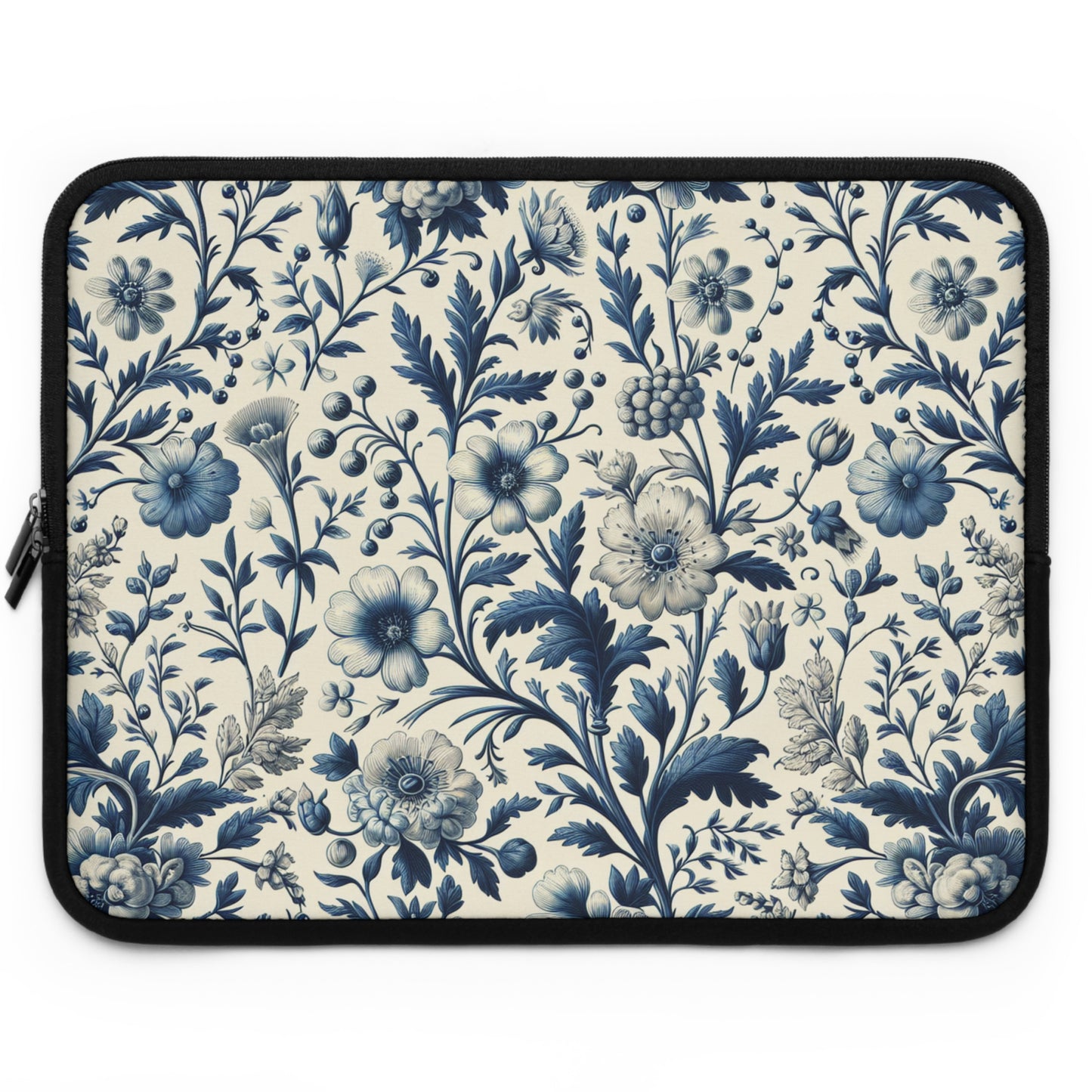 Laptop Sleeve - Blue and White Flowers, Floral Laptop Case, Botanical Computer Cover, Nature Inspired Tech Sleeve, Feminine Macbook Pro Bag