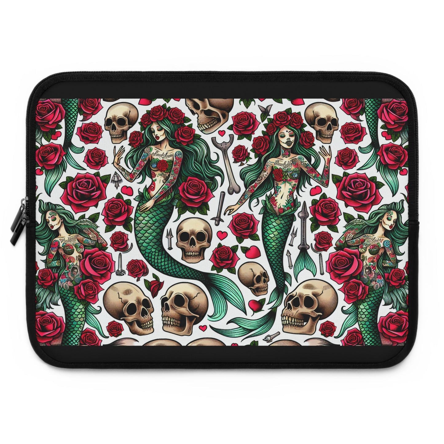 Mermaid Laptop Sleeve, Ocean Design Tech Case, Floral Computer Bag, Sea Lover Gift, Nautical Tablet Cover, Underwater Theme Accessory