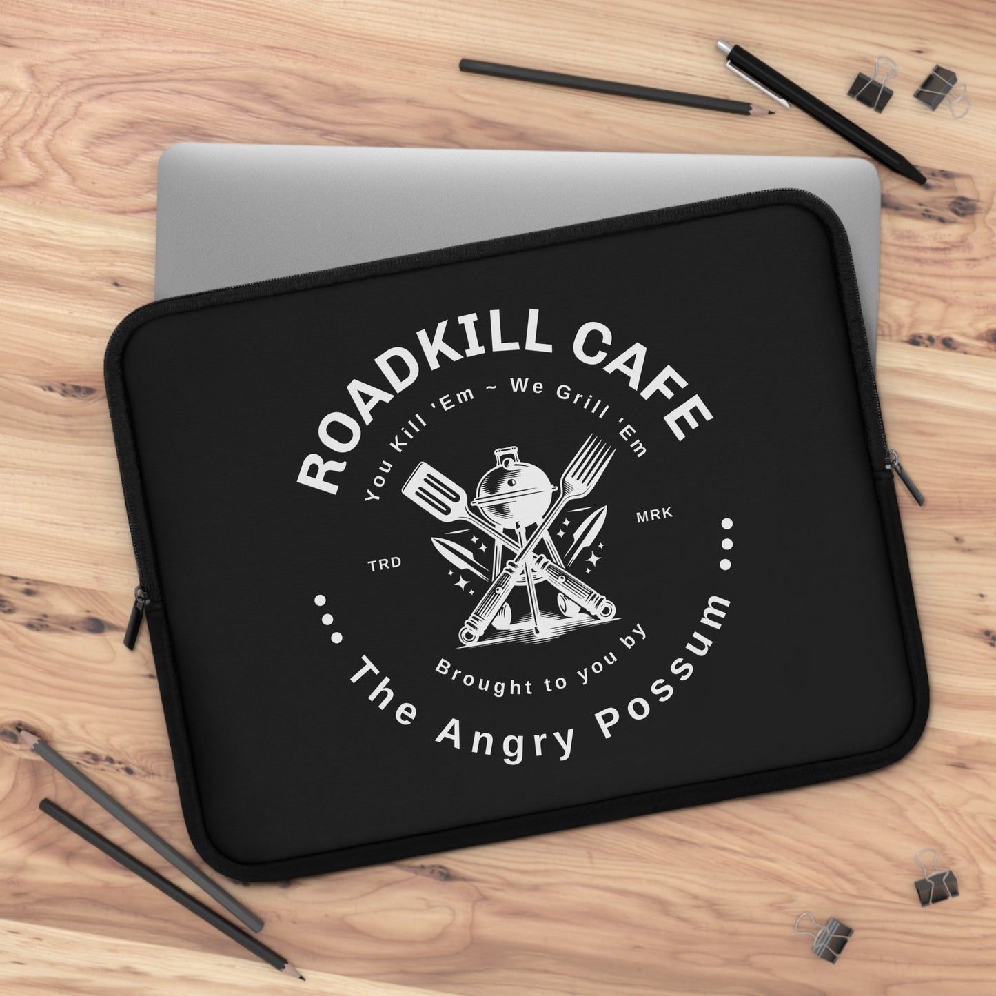 Laptop Sleeve, Roadkill Cafe Angry Possum Design, Funny Tech Accessory, Laptop Case, Computer Cover, Tablet Sleeve, Geeky Gift