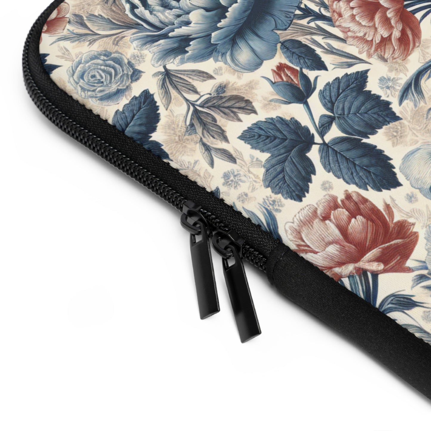 Laptop Sleeve - Blue Peony and Pink Flowers, Floral Laptop Case, Flower Print Computer Cover, Botanical Tablet Sleeve, Nature Design Tech