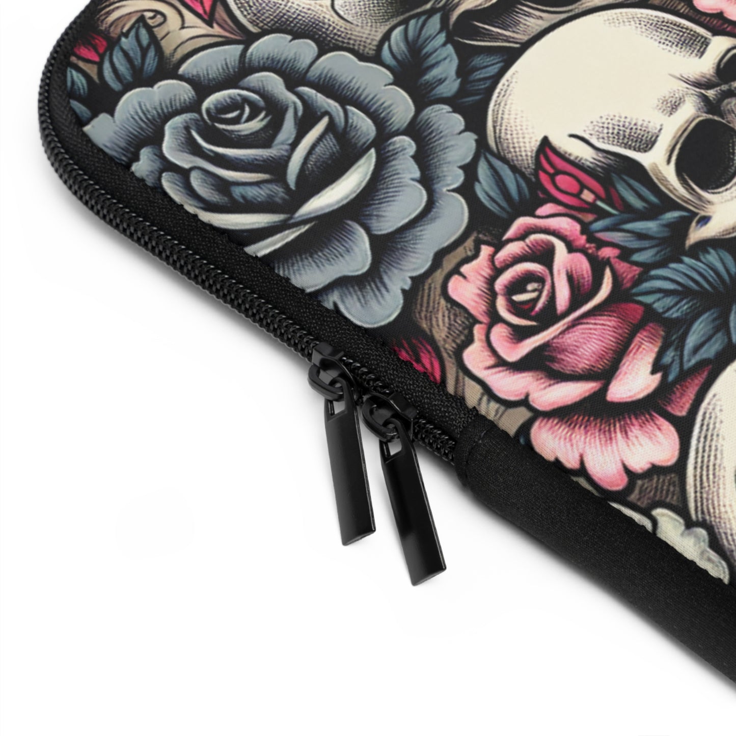 Edgy Skull & Rose Laptop Sleeve – Stylish Protection for Your Tech