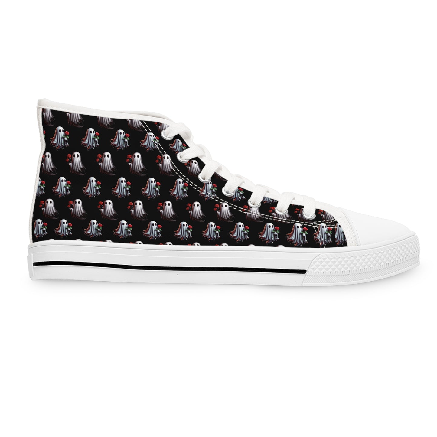 Ghost Friends High Tops, Spooky Romantic Sneakers, Women's Halloween Shoes, Cute Gothic Footwear, Haunted Love Sneakers