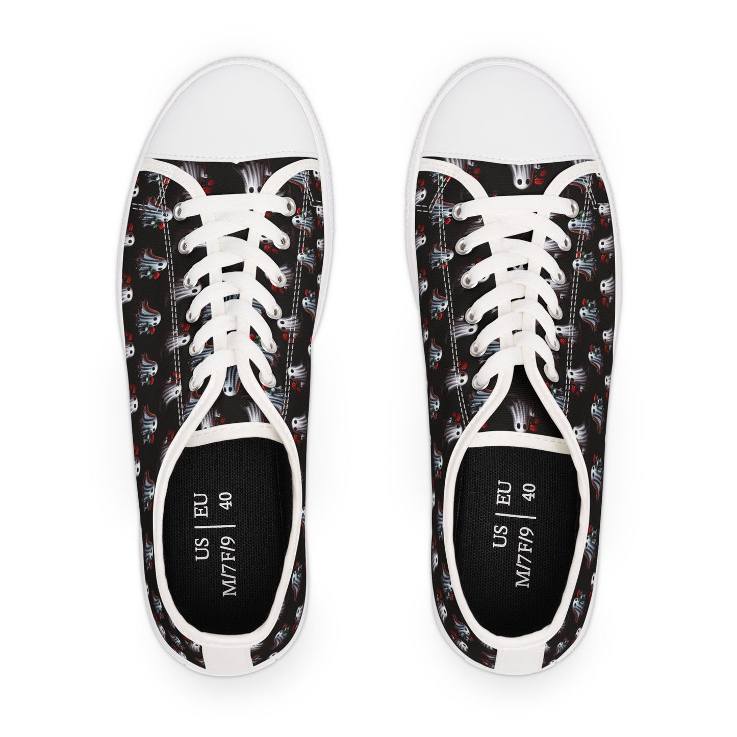 Ghost Friends High Tops, Spooky Romantic Sneakers, Women's Halloween Shoes, Cute Gothic Footwear, Haunted Love Sneakers