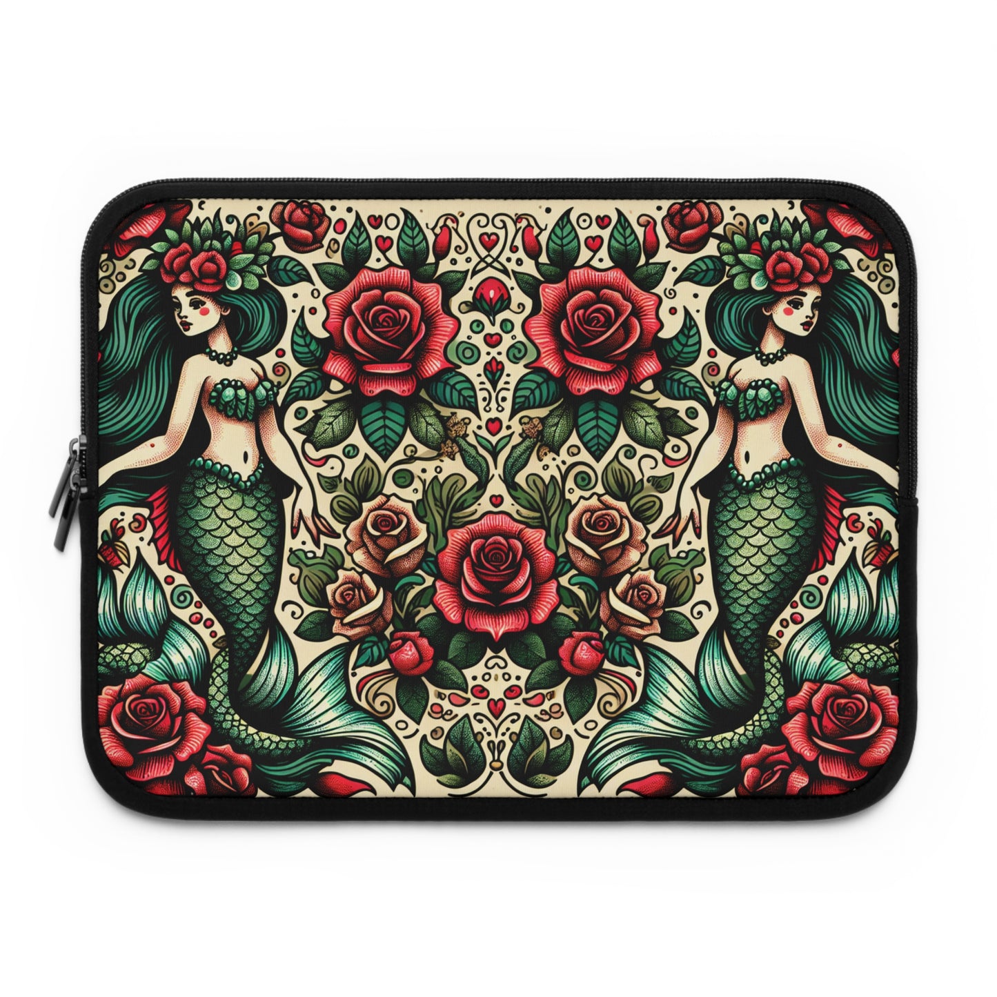 Mermaid Laptop Sleeve, Ocean Design Tech Case, Floral Computer Bag, Sea Lover Gift, Nautical Tablet Cover, Underwater Theme Accessory