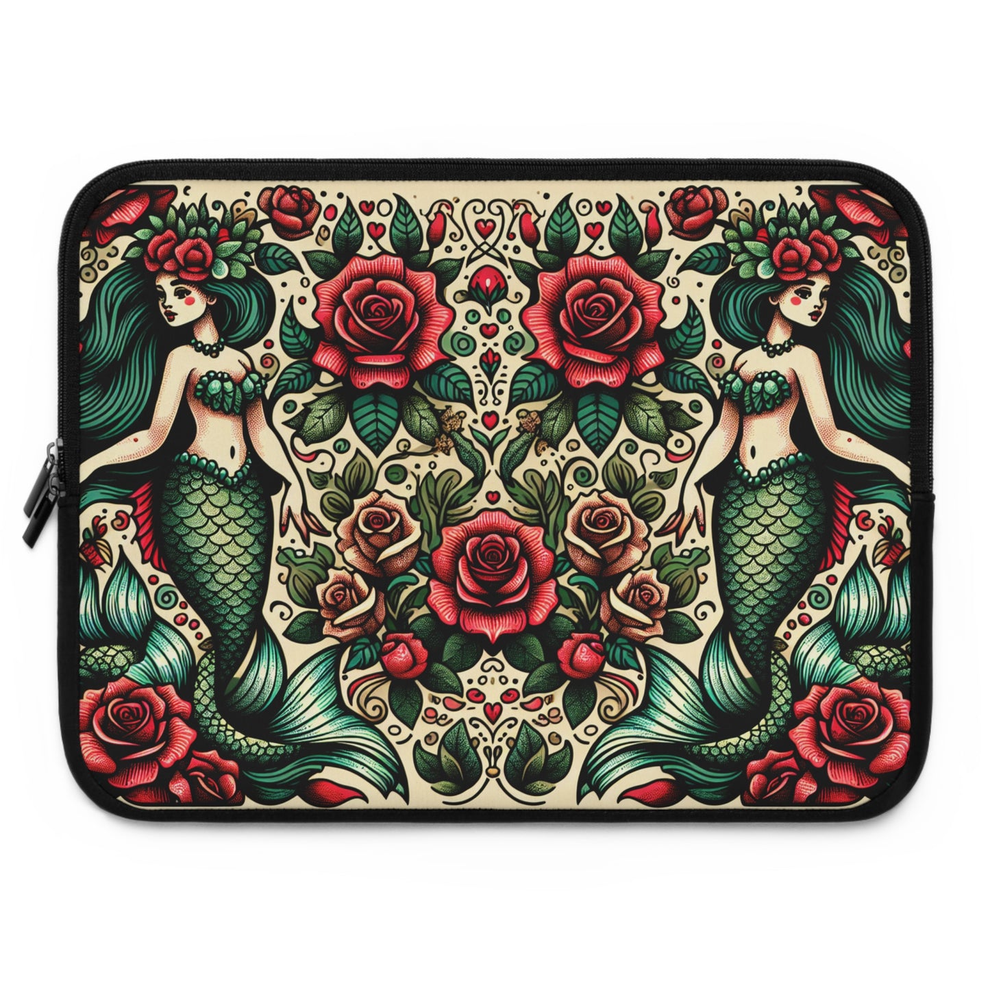 Mermaid Laptop Sleeve, Ocean Design Tech Case, Floral Computer Bag, Sea Lover Gift, Nautical Tablet Cover, Underwater Theme Accessory
