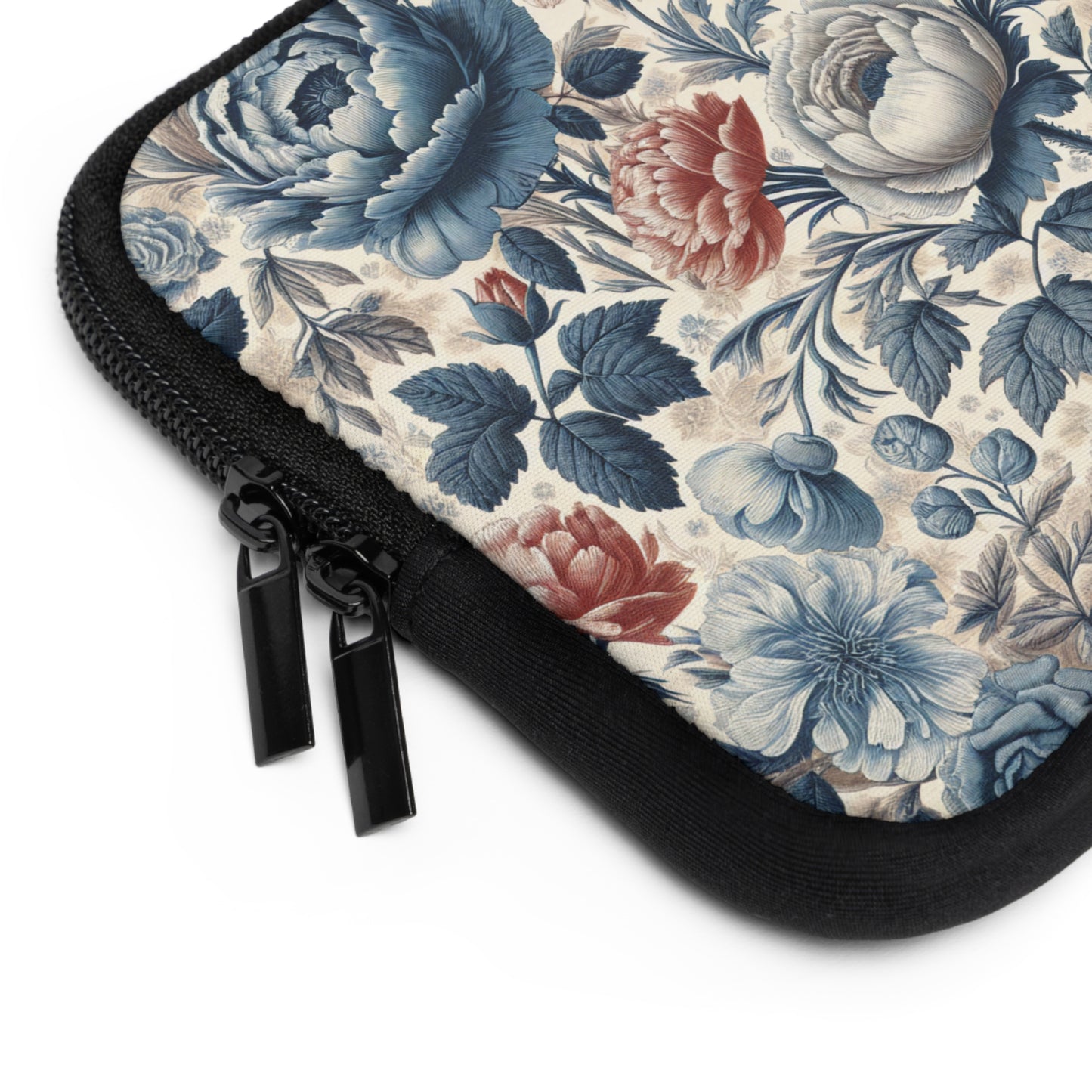 Laptop Sleeve - Blue Peony and Pink Flowers, Floral Laptop Case, Flower Print Computer Cover, Botanical Tablet Sleeve, Nature Design Tech