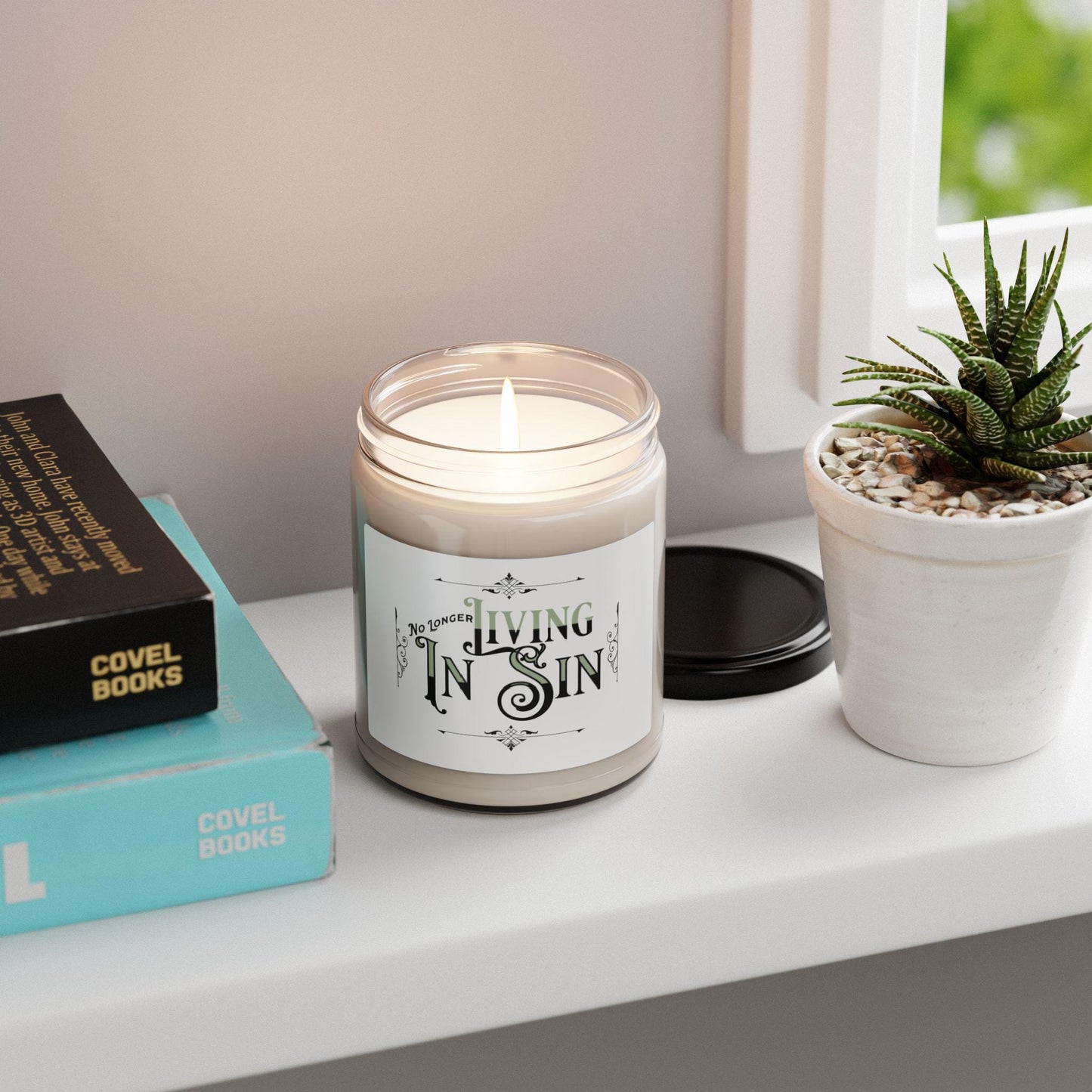 No Longer Living in Sin, Scented Soy Candle, 9oz Great Gift for Wedding Husband Wife Girlfriend Boyfriend