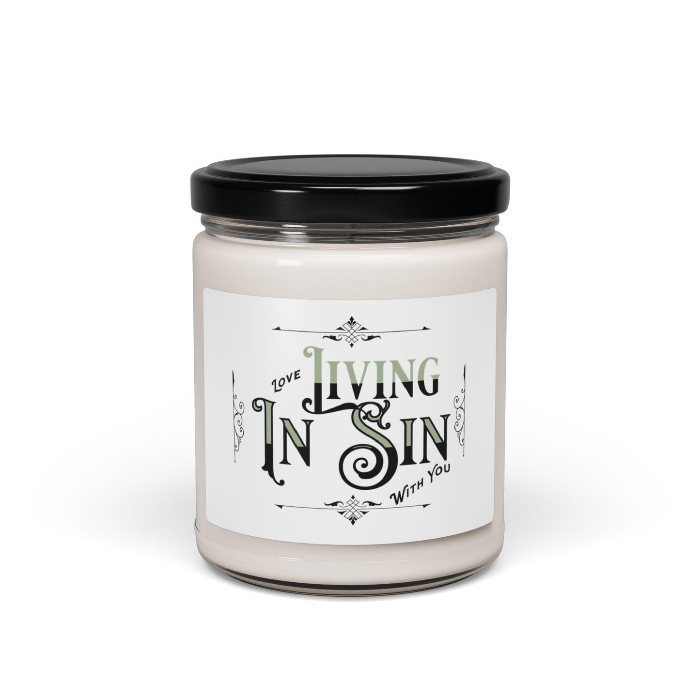 Living in Sin Scented Soy Candle, 9oz Gift for Boyfriend Girlfriend Valentines VDay Engagement