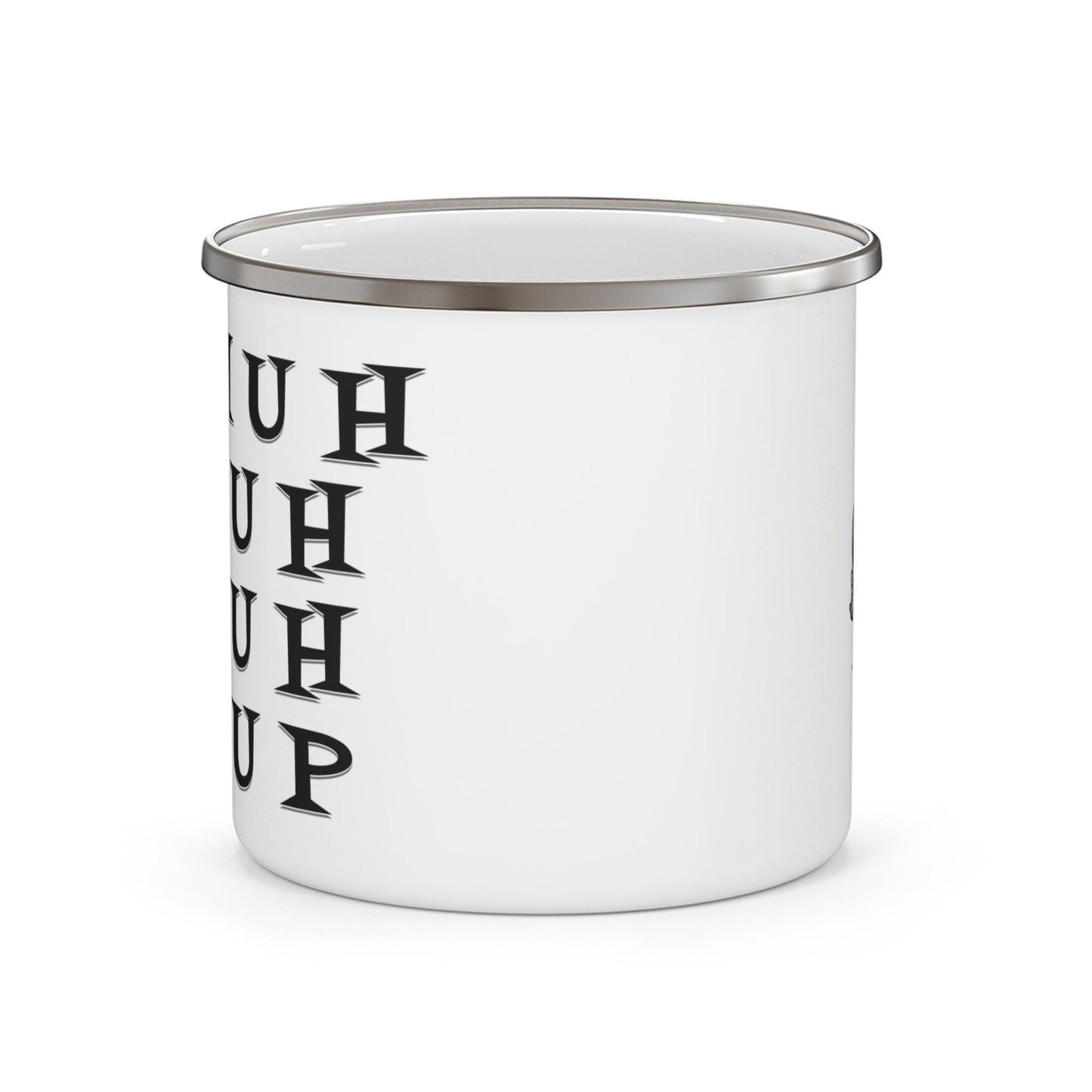 Enamel Mug, Cute Funny Shut Up Cup with Skeleton Friend, Camping Mug, Gift for Campers, Outdoor Adventure Cup, Skeleton Camping Drinkware,