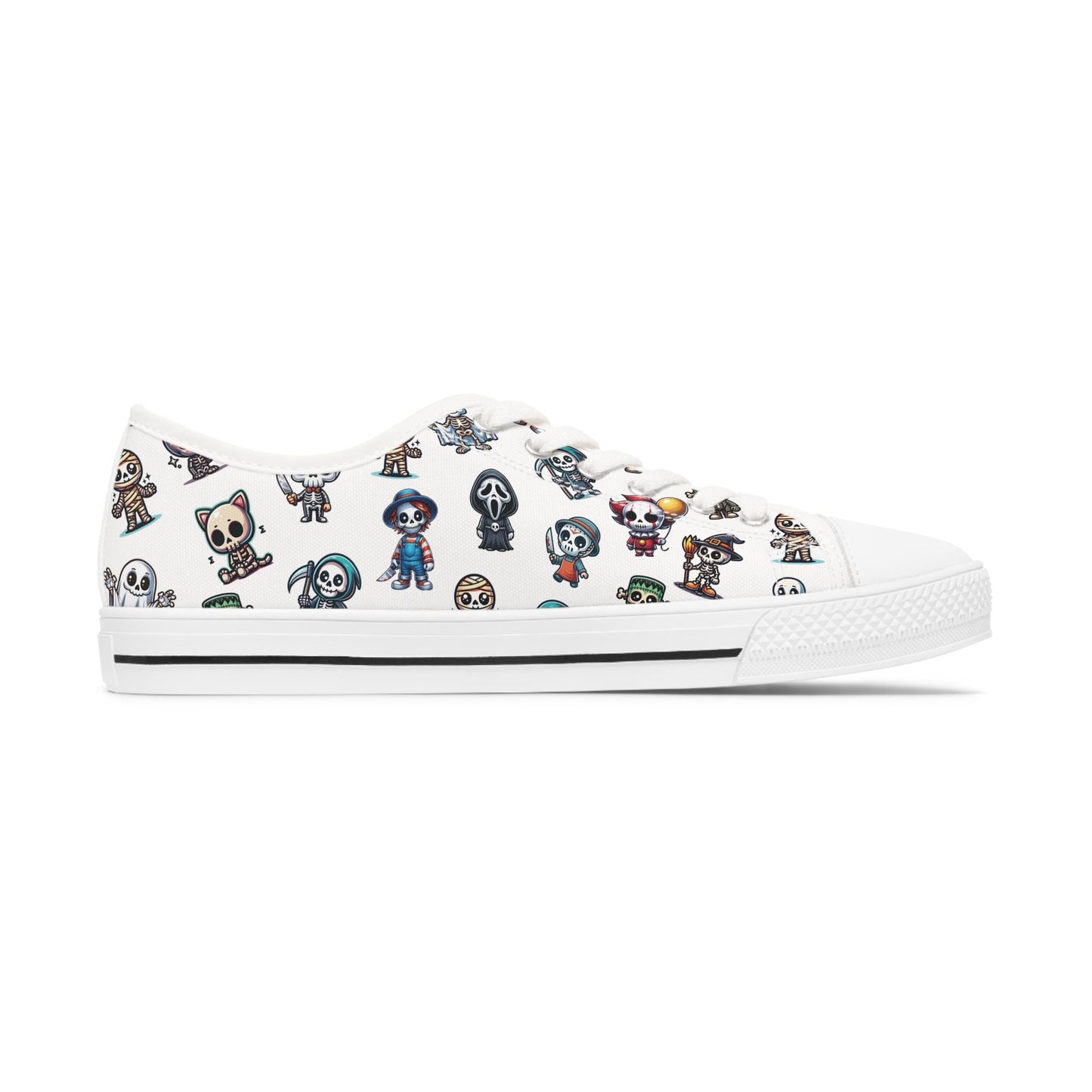 Halloween Sneakers, Skeleton Friends Dressed as Creepy Creepers and Slashers, Spooky Footwear, Trick or Treat Shoes, Creepy Costume Runners