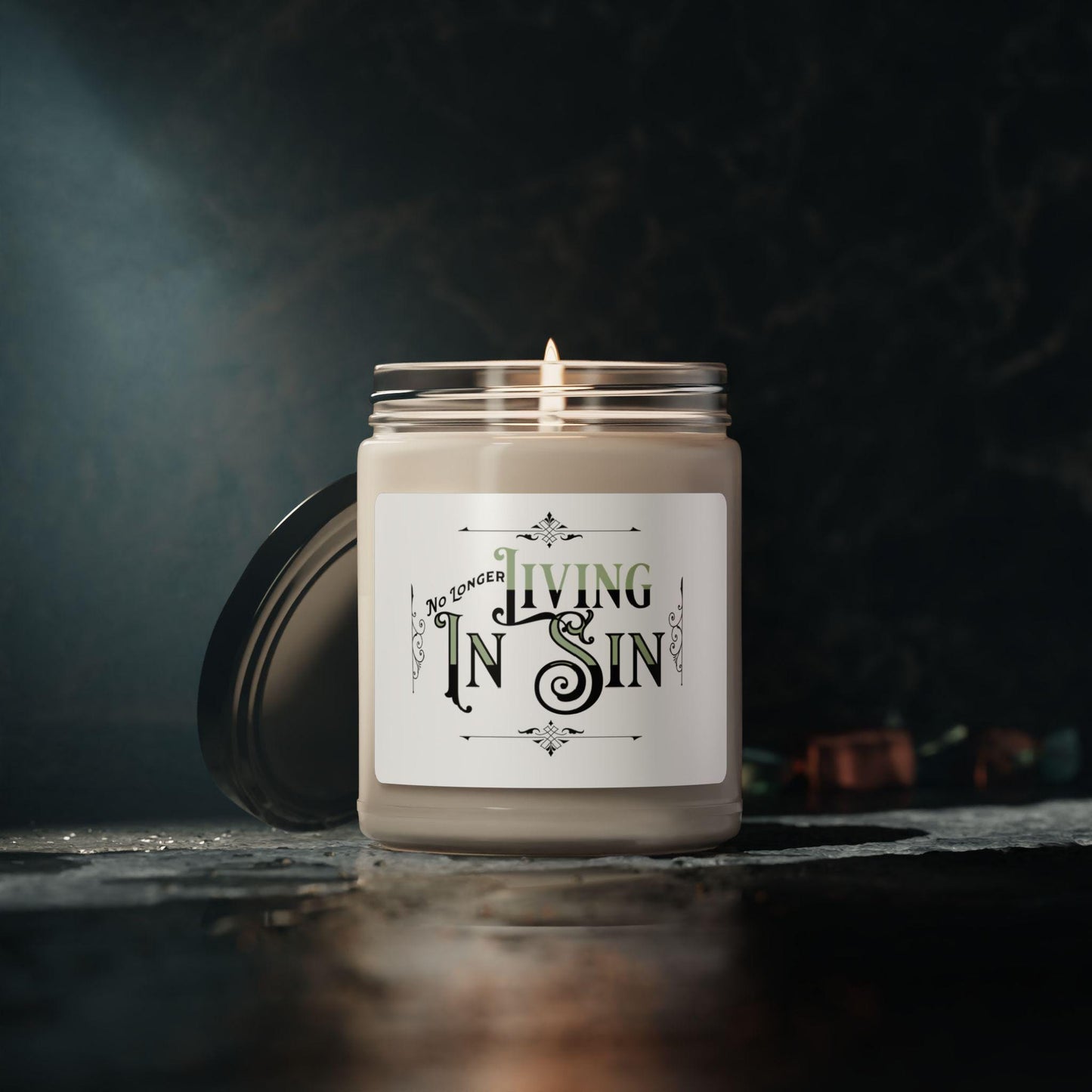 No Longer Living in Sin, Scented Soy Candle, 9oz Great Gift for Wedding Husband Wife Girlfriend Boyfriend